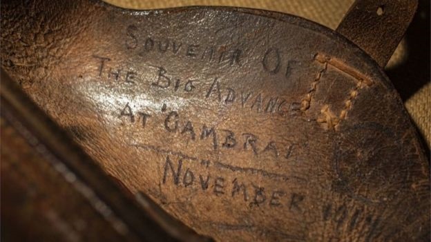 The inscription on the pistol's leather holster (Picture: The Tank Museum).