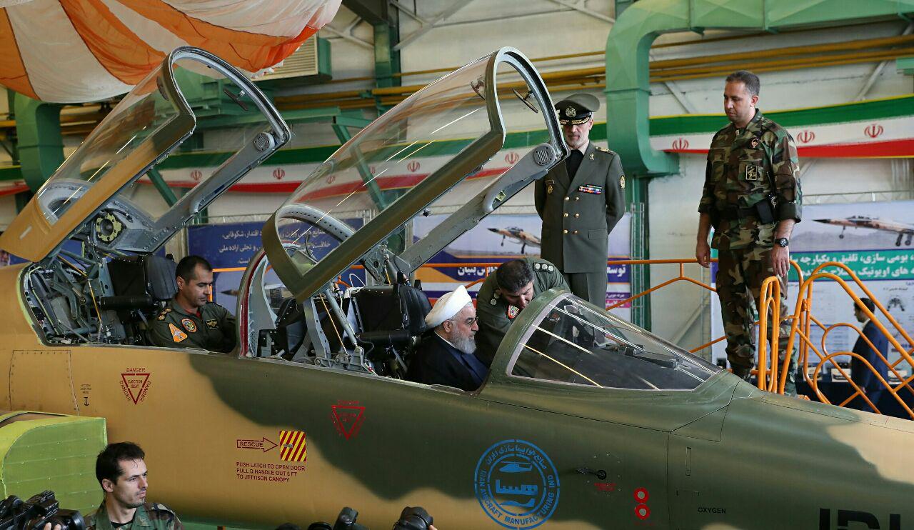 Iranian President Hassan Rouhani inspects new 'Kowsar' fighter jet