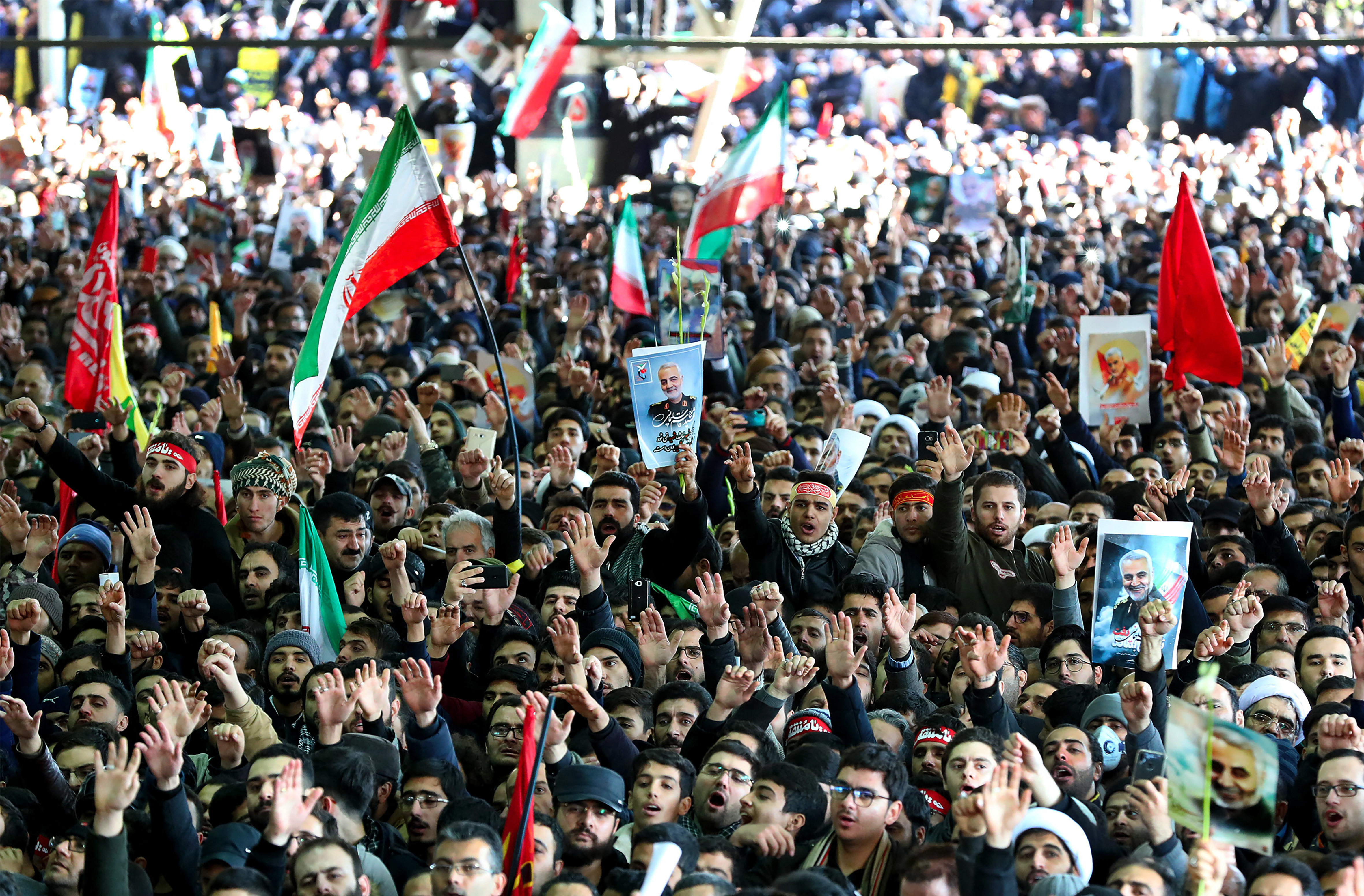 Iranian mourners during General Qassem Soleimani's funeral in Tehran 060120 CREDIT PA,.jpg