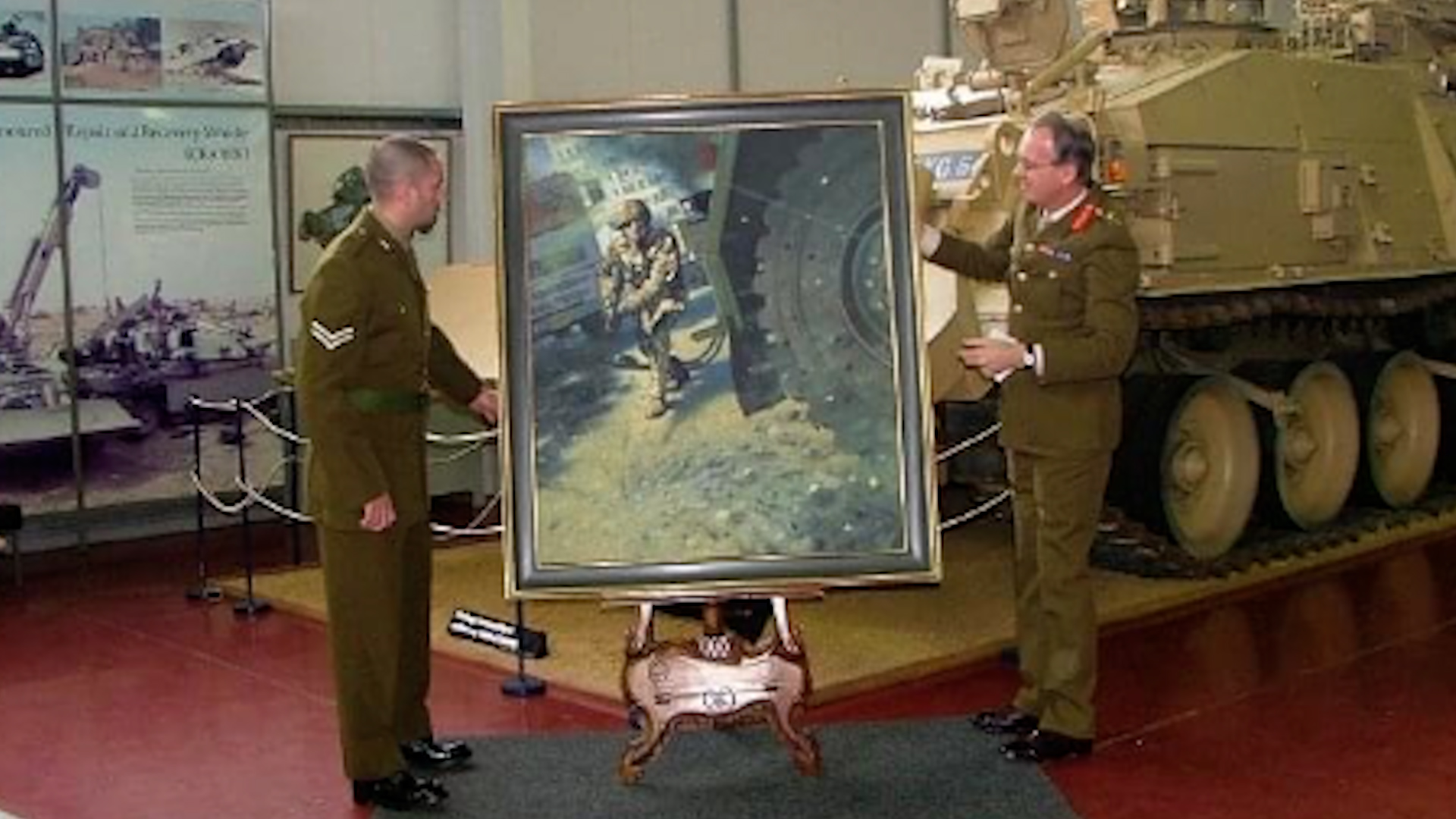 Iraq Operation Telic 10 CONSPICUOUS GALLANTRY CROSS CGC awarded Warrant Officer Class II A W Miller Royal Electrical and Mechanical Engineers Painting 190423 CREDIT NOONANS