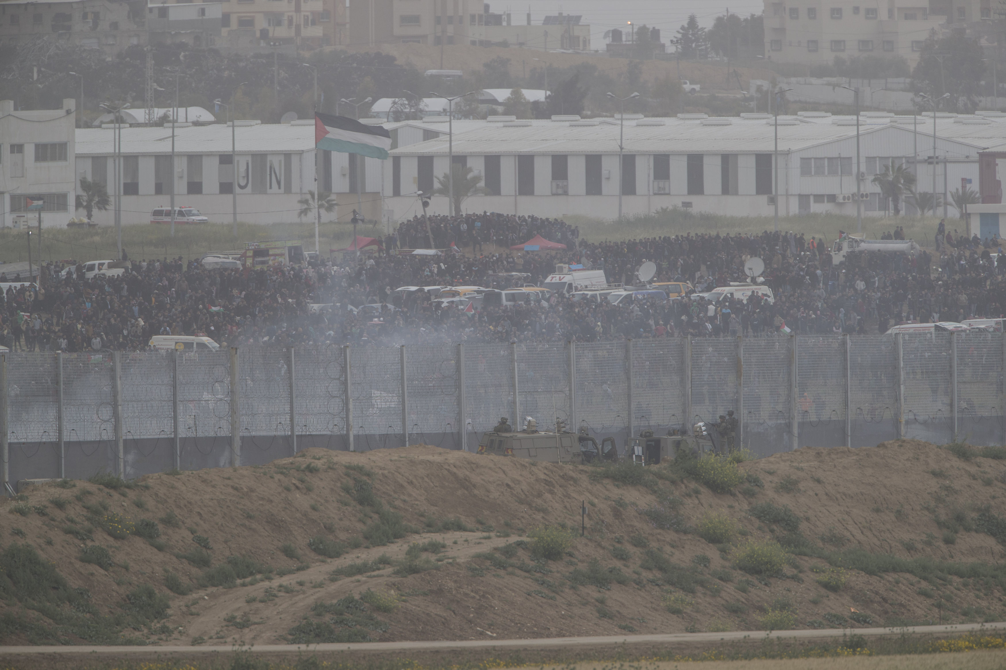 Israeli soldiers at the Gaza border (Picture: PA).