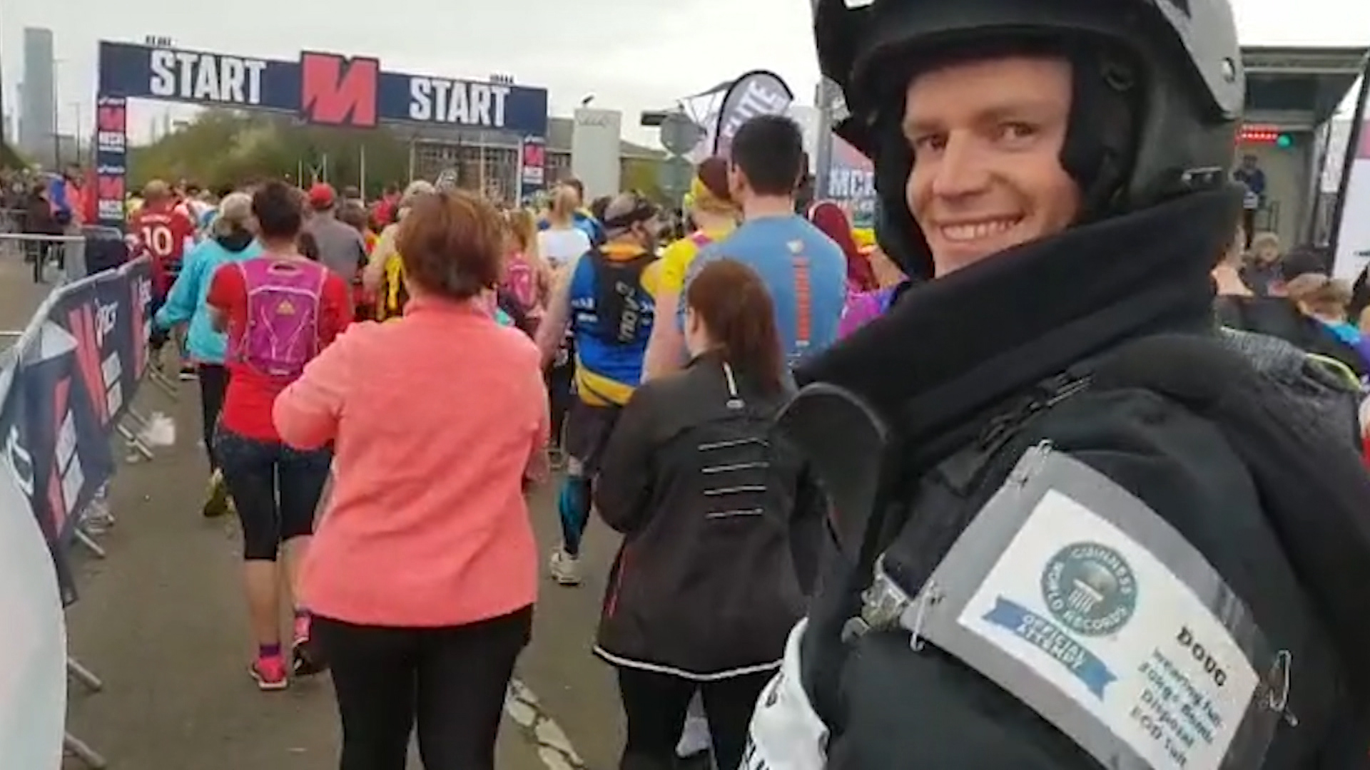 It is the second marathon Doug Fitzsimon runs with the bomb disposal kit 260419 CREDIT BFBS.jpg