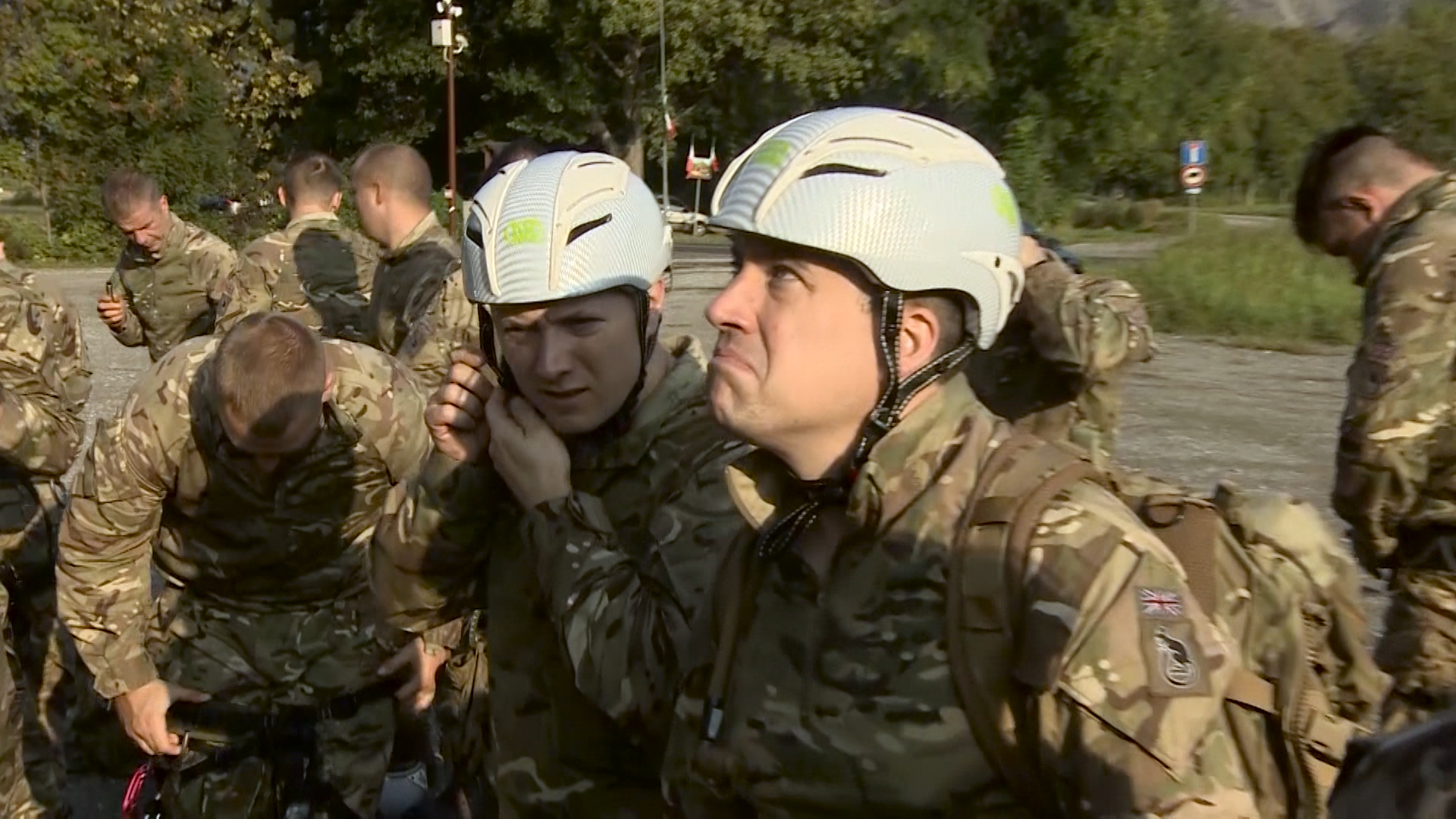 Royal Anglian Regiment reservists contemplate the Sacra di Saint Michele Monastery.