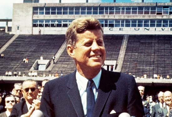 John F Kennedy giving a speech