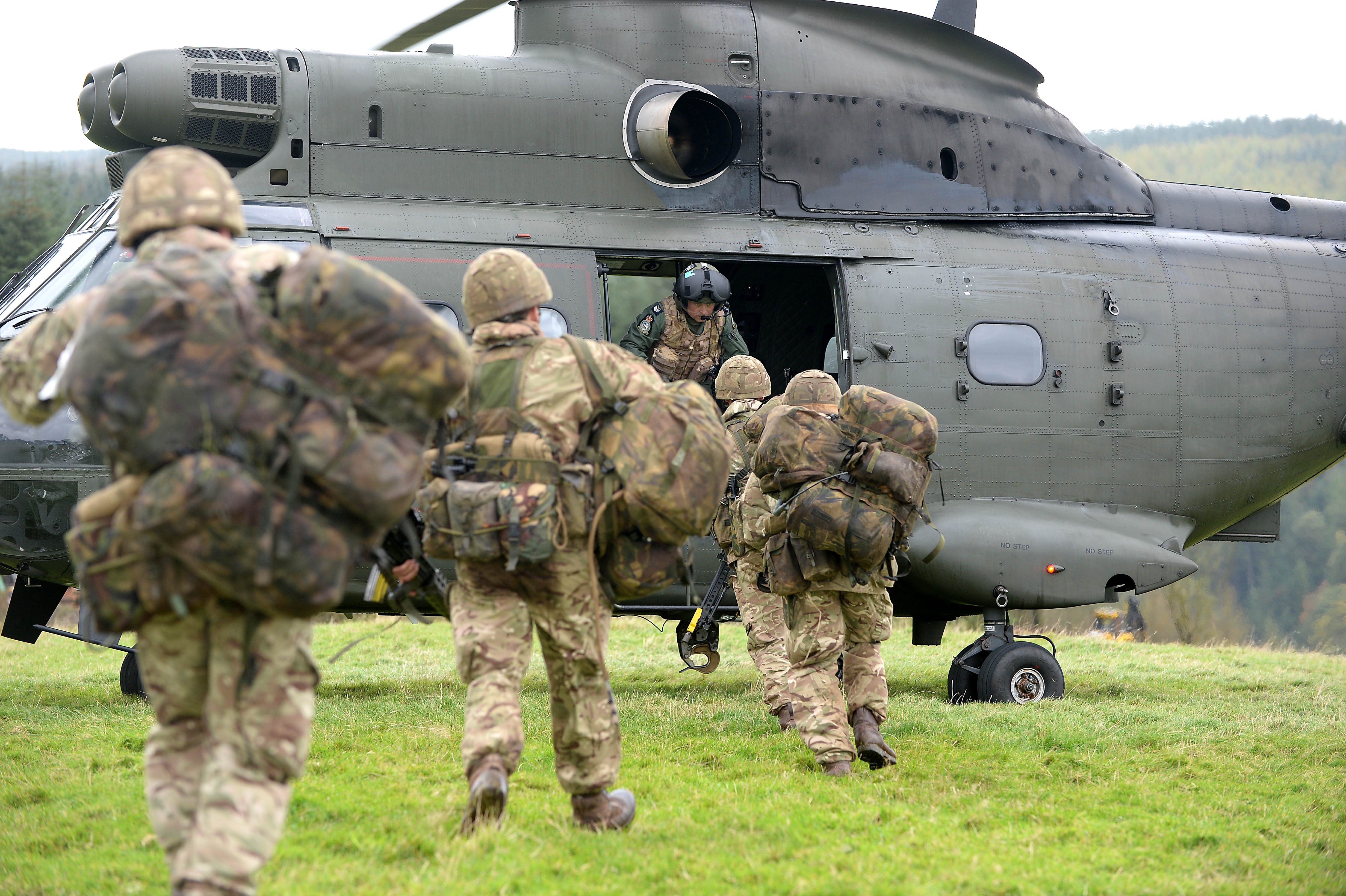 Troops board a Puma helicopter during a previous Cambrian Patrol. Credit: Crown Copyright