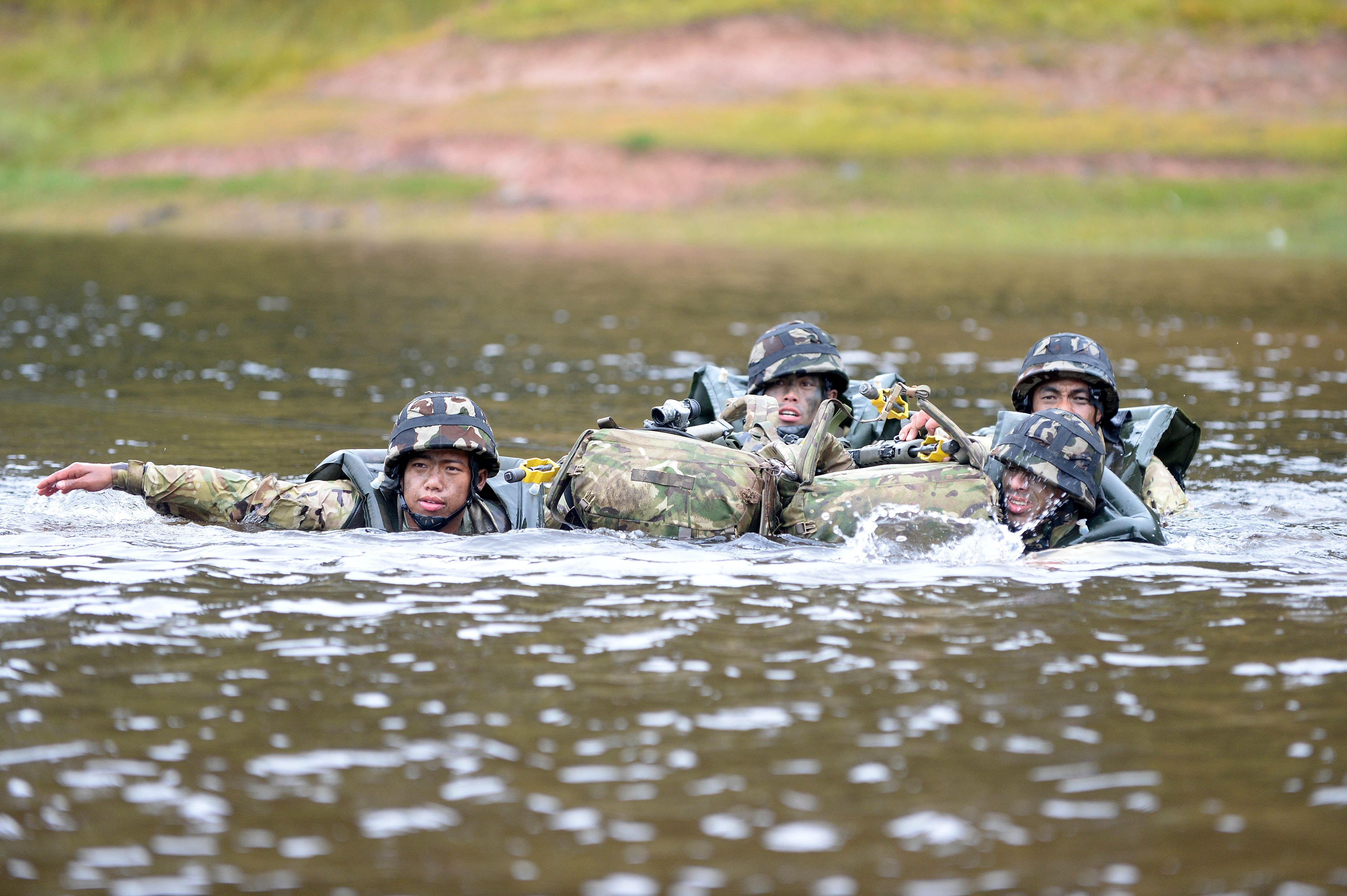 Teams will have to cross a water obstacle during Cambrian Patrol. Credit: Crown Copyright