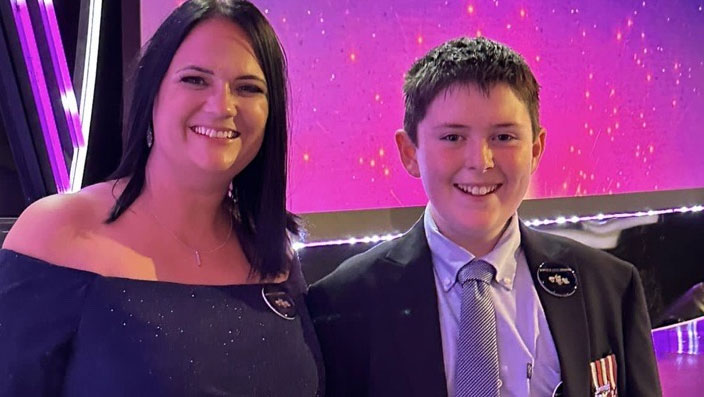 Jack Rigby and Scotty's founder Nikki Scott at the 2023 Pride Of Britain Awards CREDIT Scotty's Little Soldiers