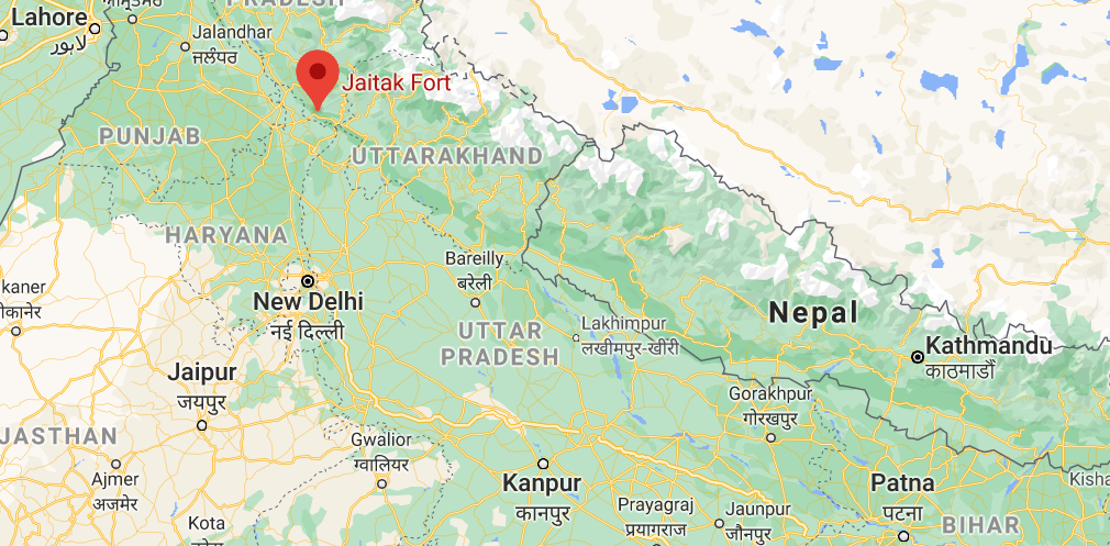 Map showing Jaithak fort in north east India