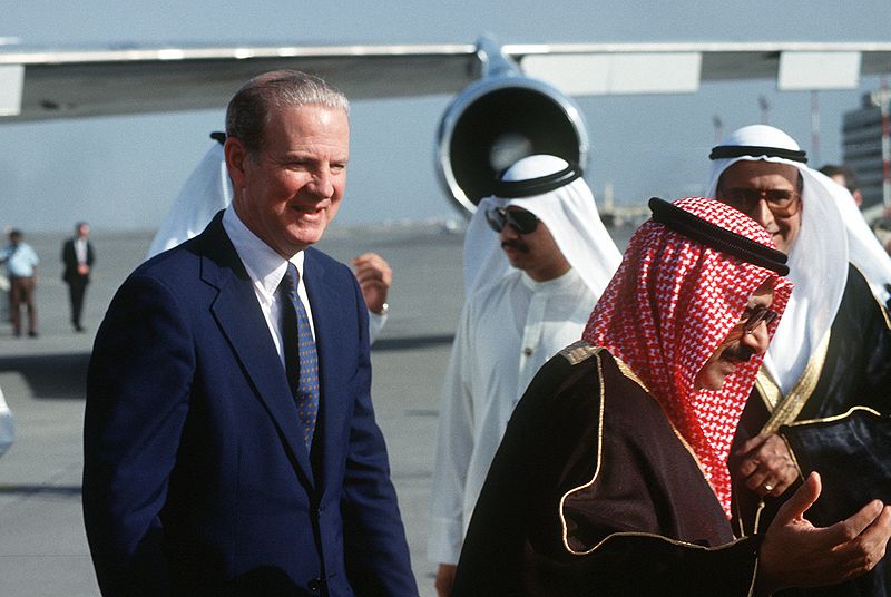 Secretary of State James Baker in Saudi Arabia in 1991
