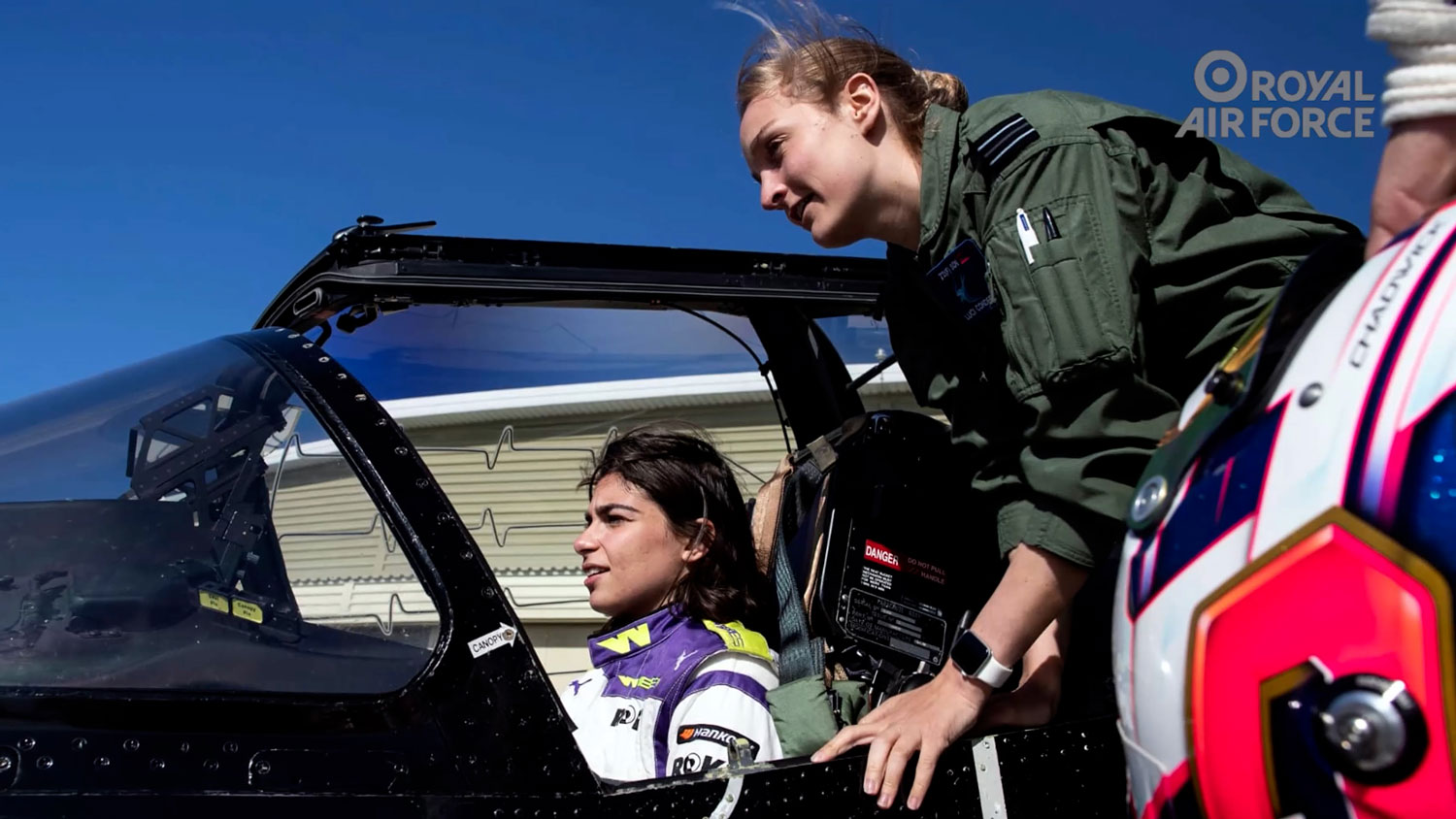 W Series racing driver Jamie Chadwick Flt Lt Luci Conder Picture Royal Air Force