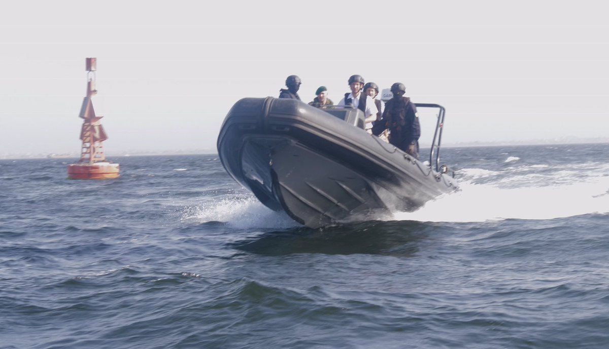 Jeremy Hunt on boat with Royal Marines