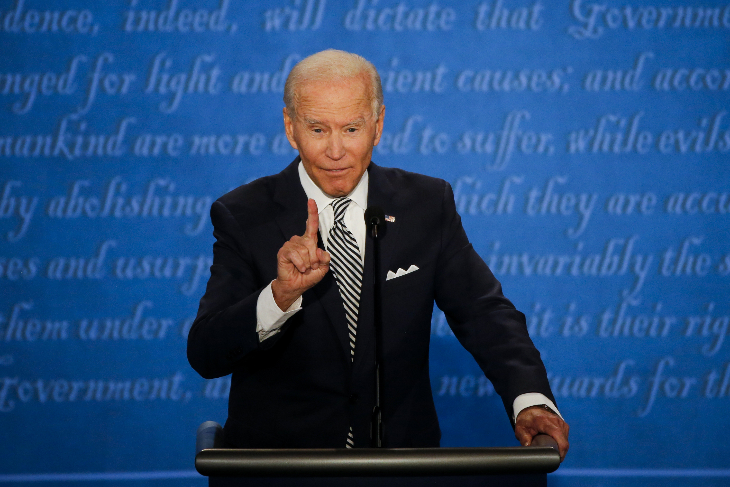 Joe Biden during a presidential debate, September 2020 (Picture: Meg Vogel, Cincinnati Enquirer via USA Today, SIPA USA, PA).