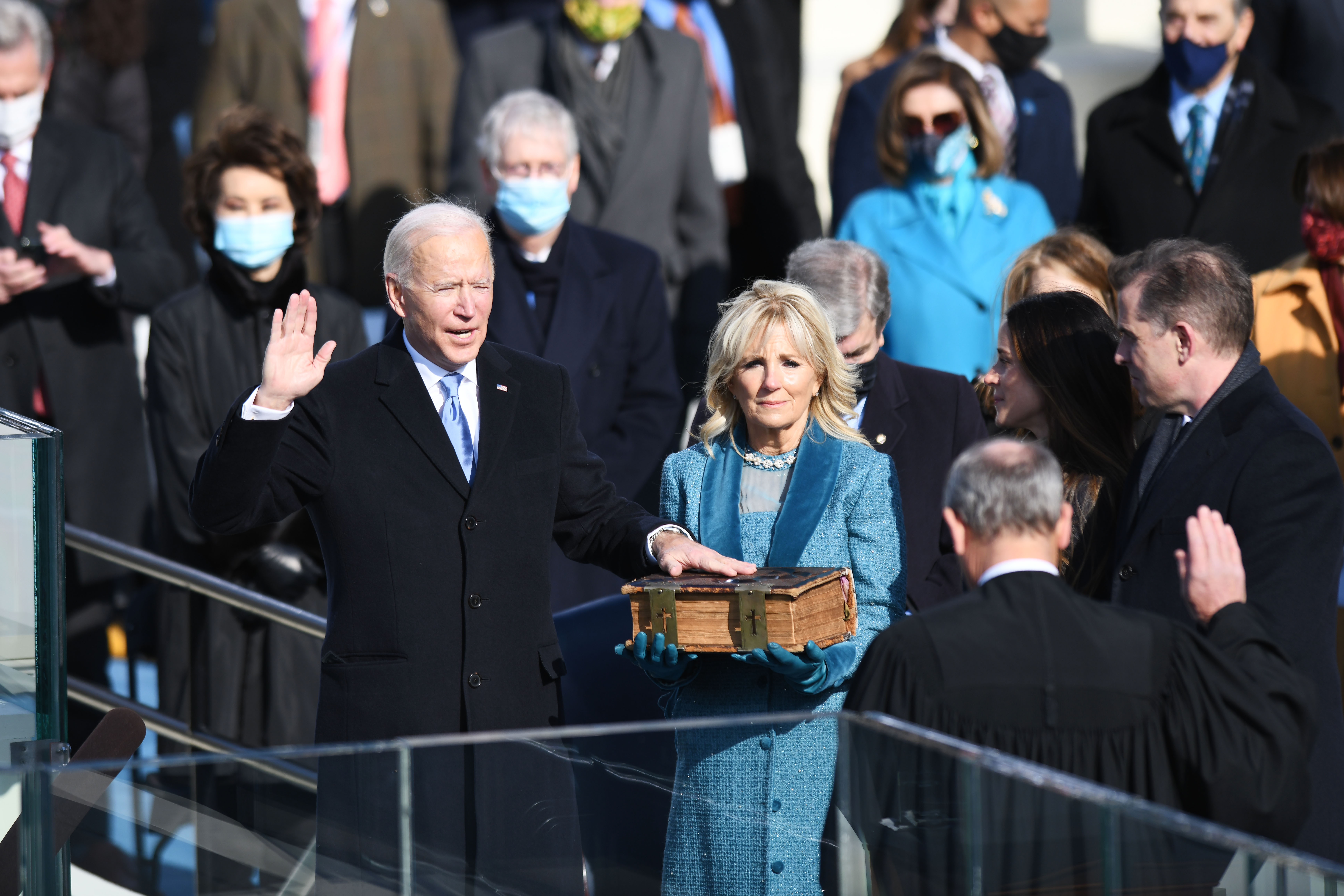 Joe Biden takes oath as he is sworn in as president in Washington DC 
