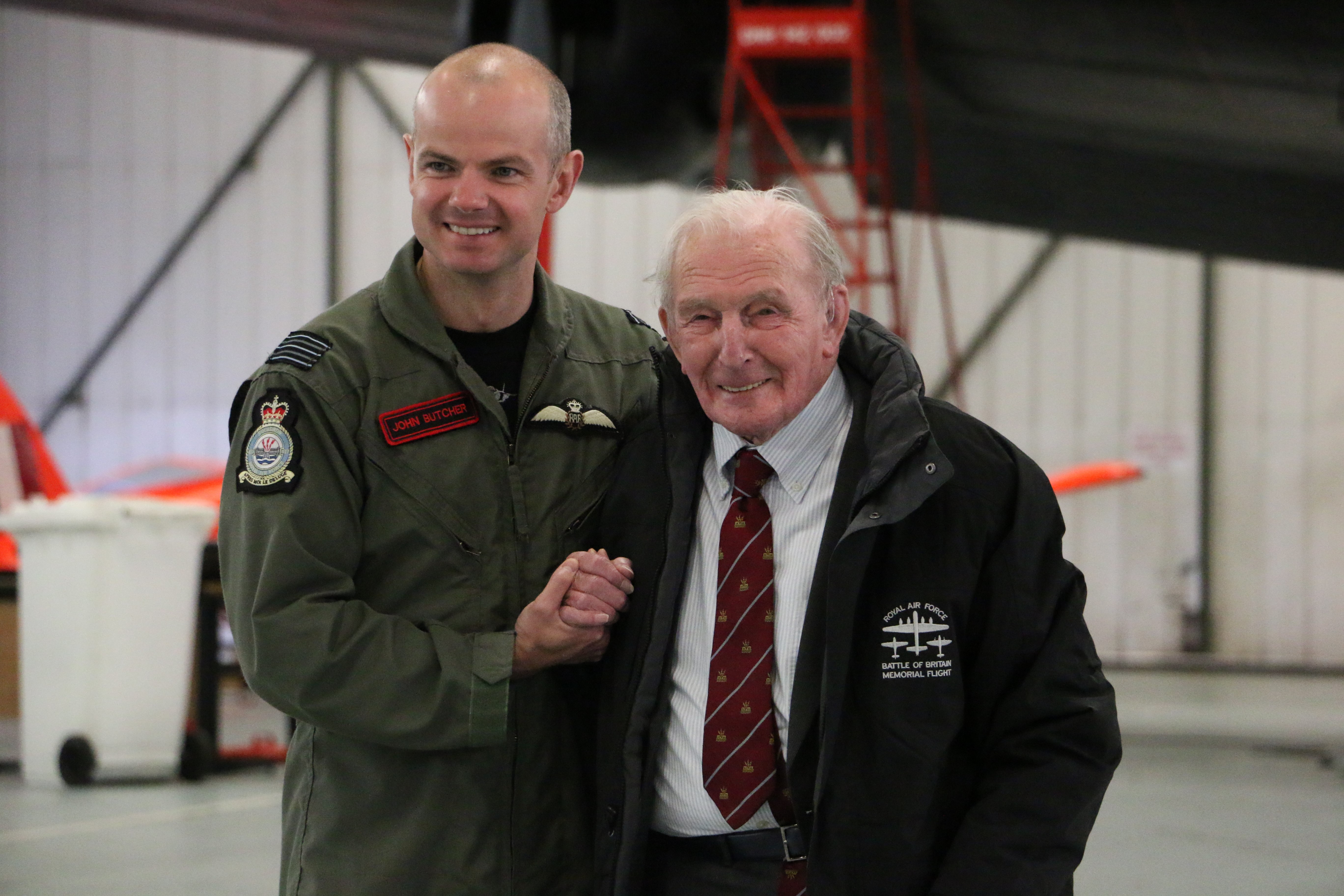 Johnny Johnson and Wing Commander John Butcher, Officer Commanding, 617 Squadron