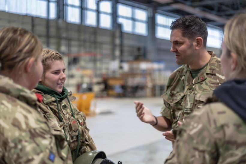 Jordan Wylie with cadets. Credit Army Cadets