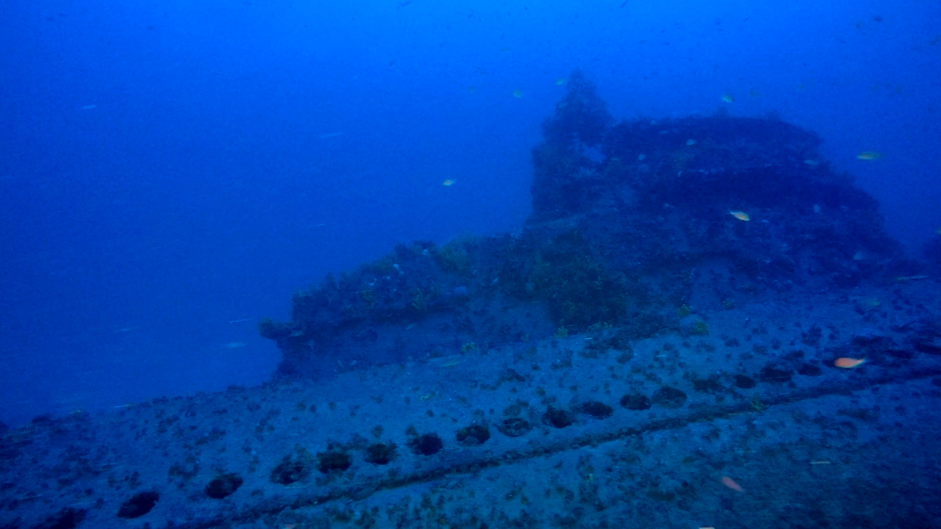 Jantina submarine sunk in 1941 starboard side of the conning tower and gun. CREDIT Kostas Thoctarides.