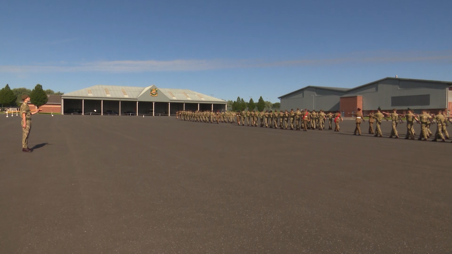 Junior soldiers on parade square during passing out at Army Foundation College Harrogate