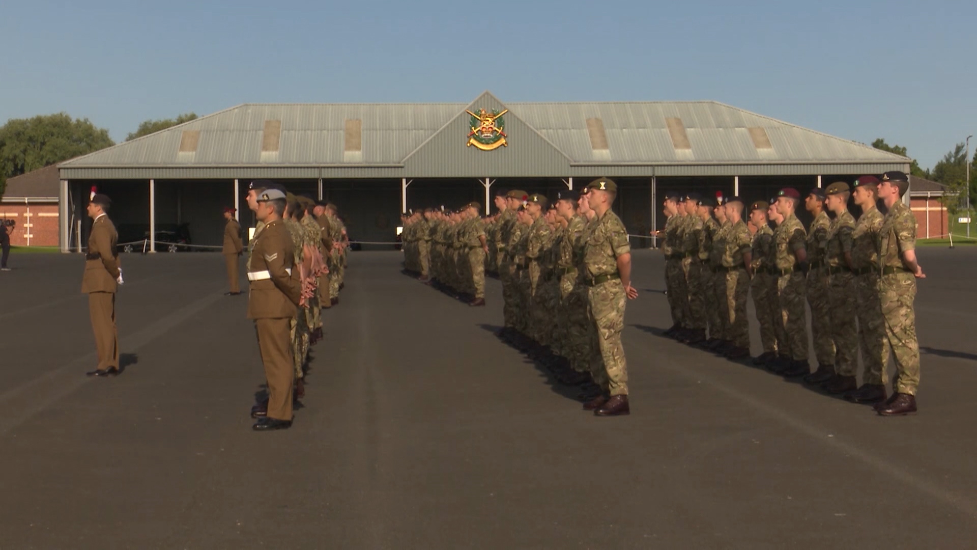 Junior soldiers on parade square during passing out at Army Foundation College Harrogate