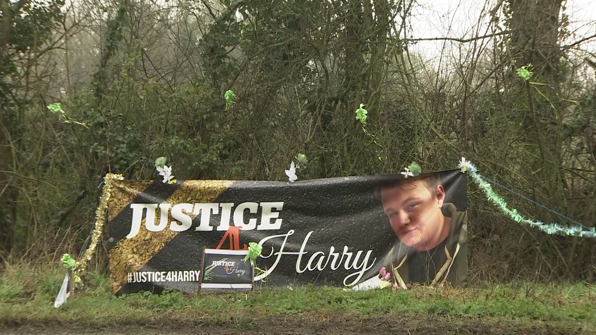 Justice for Harry Dunn banner near RAF Croughton.