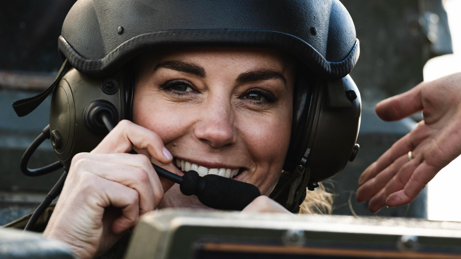The Princess of Wales, pictured in a British Army tank
