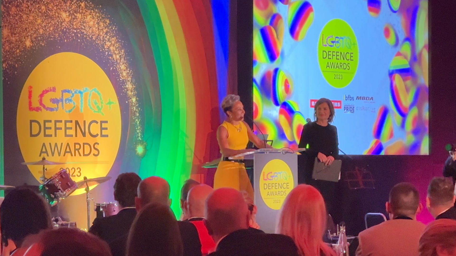 Kelly Holmes during guest speech at LGBTQ Defence Awards