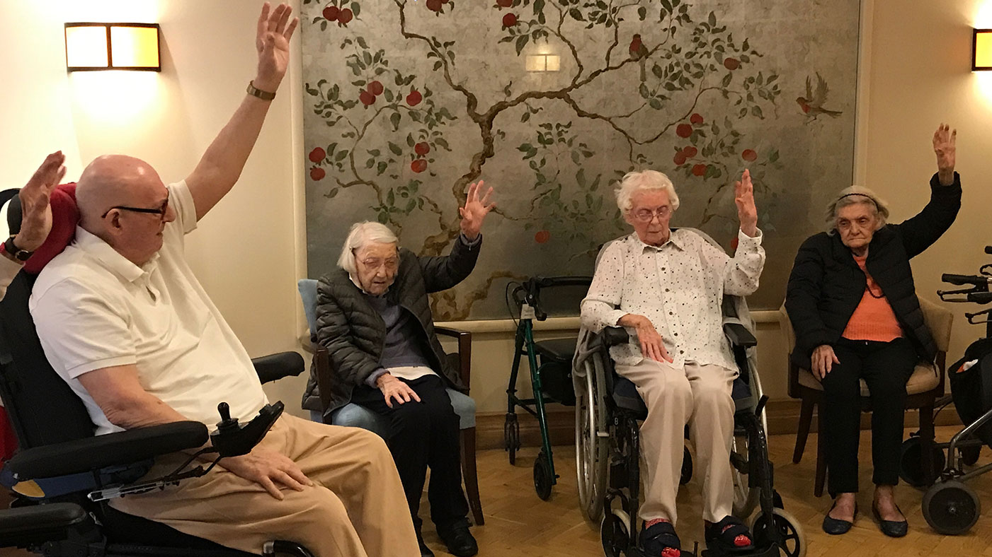 Ken Harris putting residents through their paces during a Star Moves with Ken class at Royal Star & Garter CREDIT Royal Star & Garter