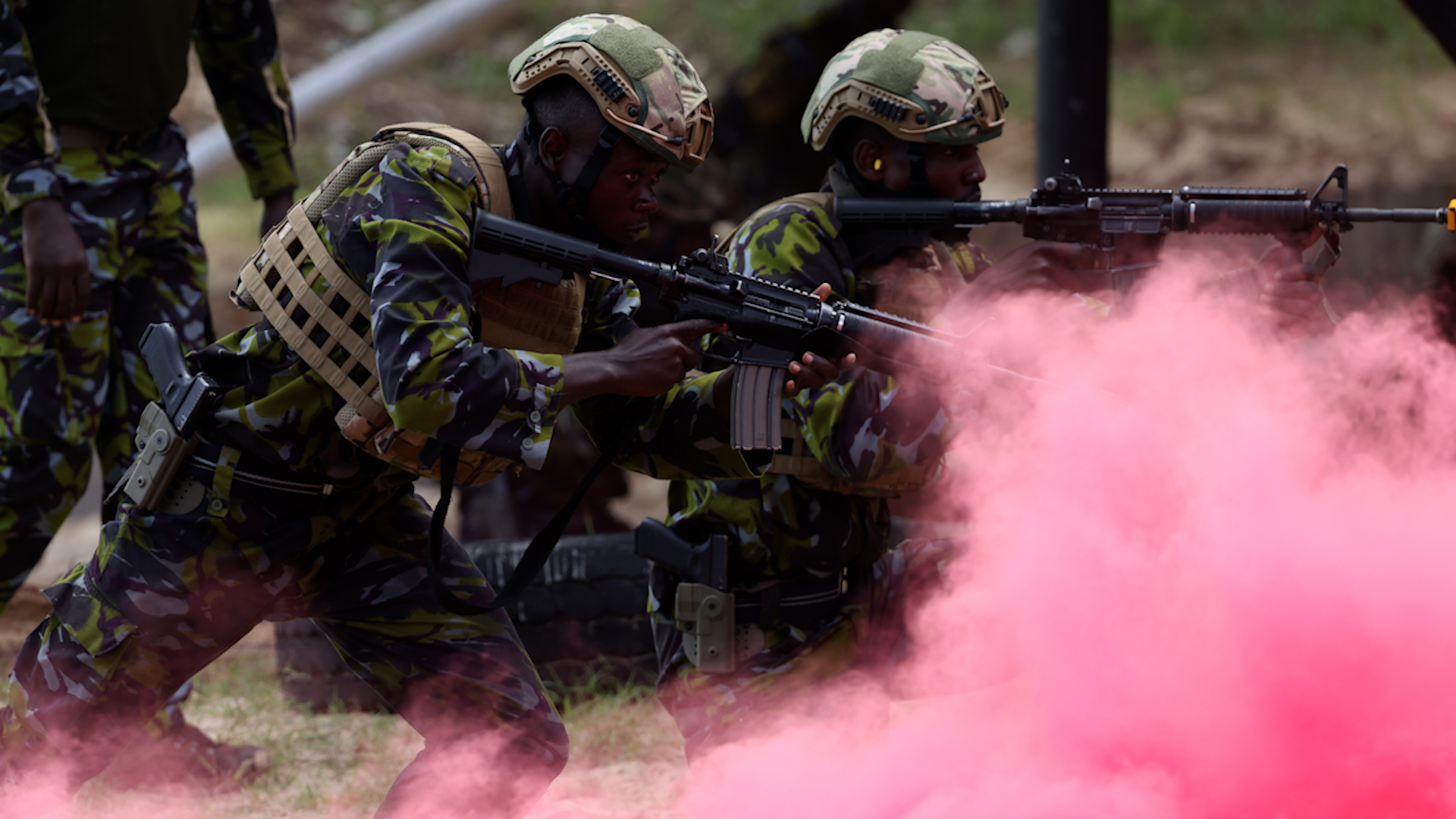 Kenya Marines, demonstrate a covert beach landing, showing defence collaboration 02112023 NO REUSE CREDIT PA WIRE, PA IMAGES