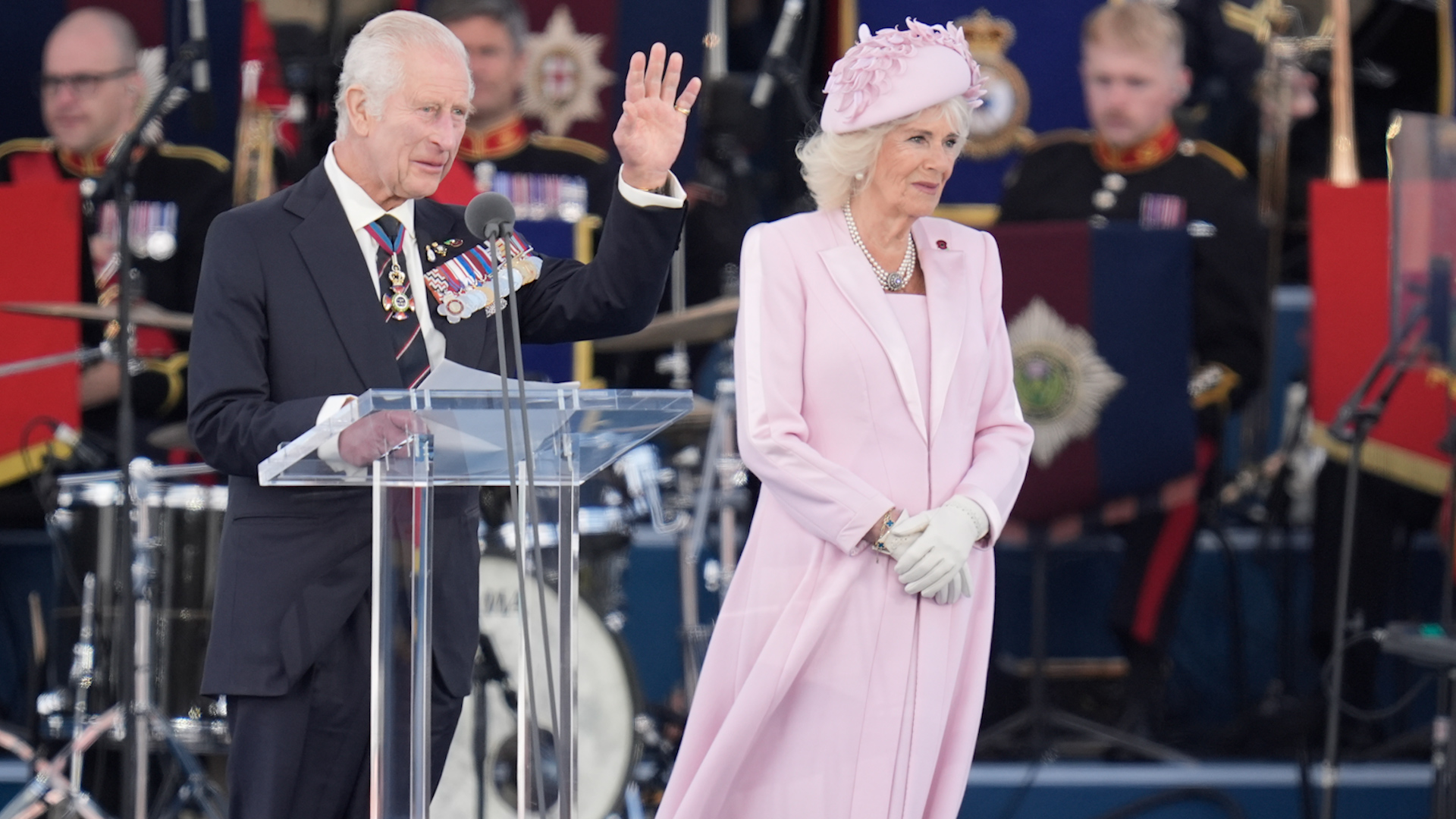 King Charles Queen Camilla UK's national commemorative event D-Day 80 Portsmouth 050524 CREDIT PA WIRE