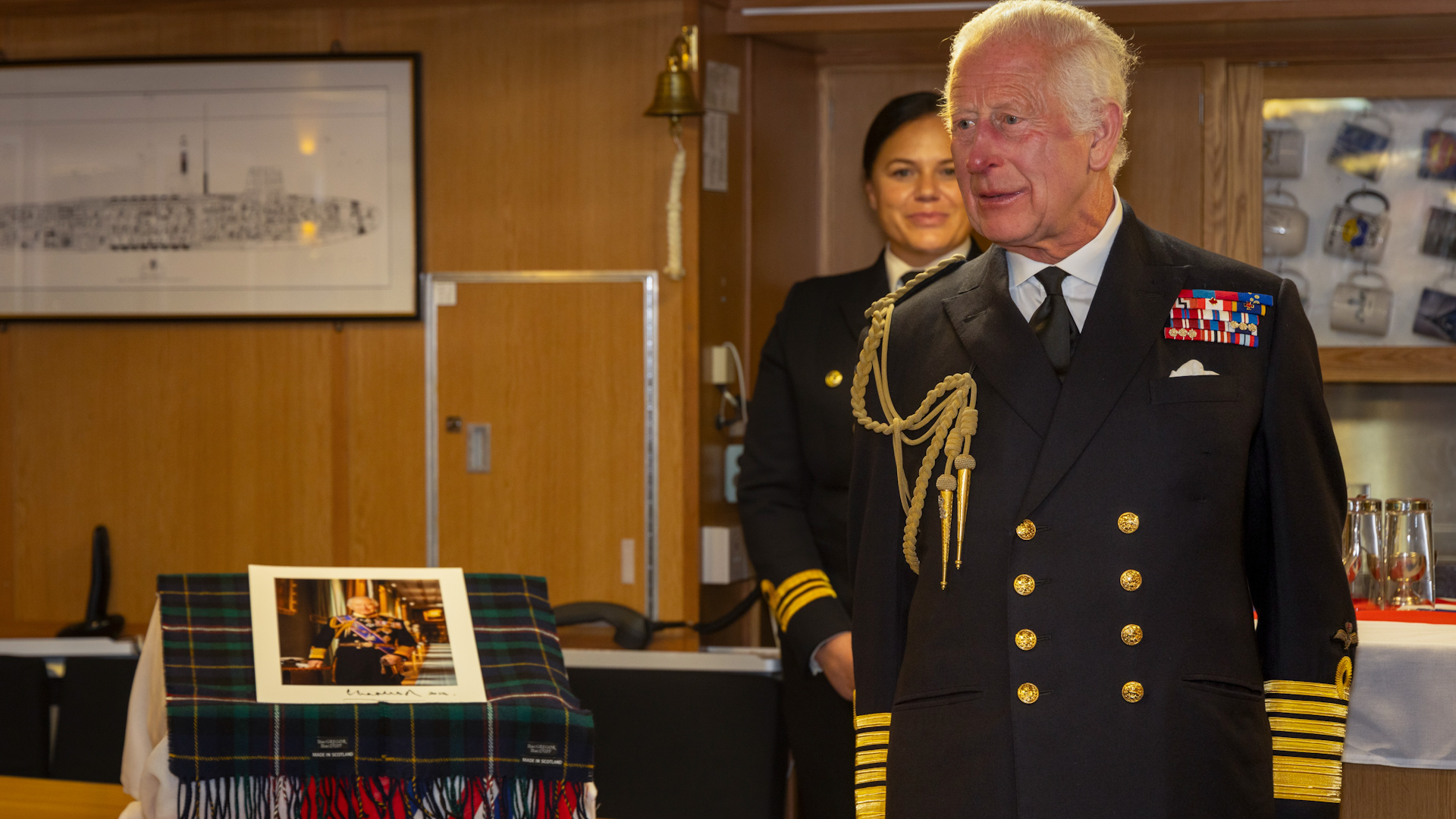 The King was welcomed onto one the nuclear Vanguard-class submarines based in Scotland during his visit to HMNaval Base Clyde (Picture: Royal Navy)
