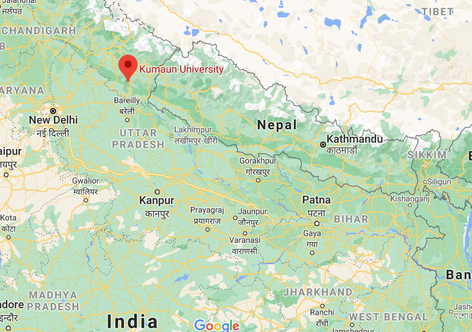 Map showing Kumaun in India