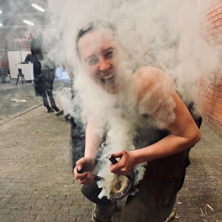 LBdr Abbie Robinson-Wyss pictured working in the forge CREDIT LBdr Abbie Robinson-Wyss