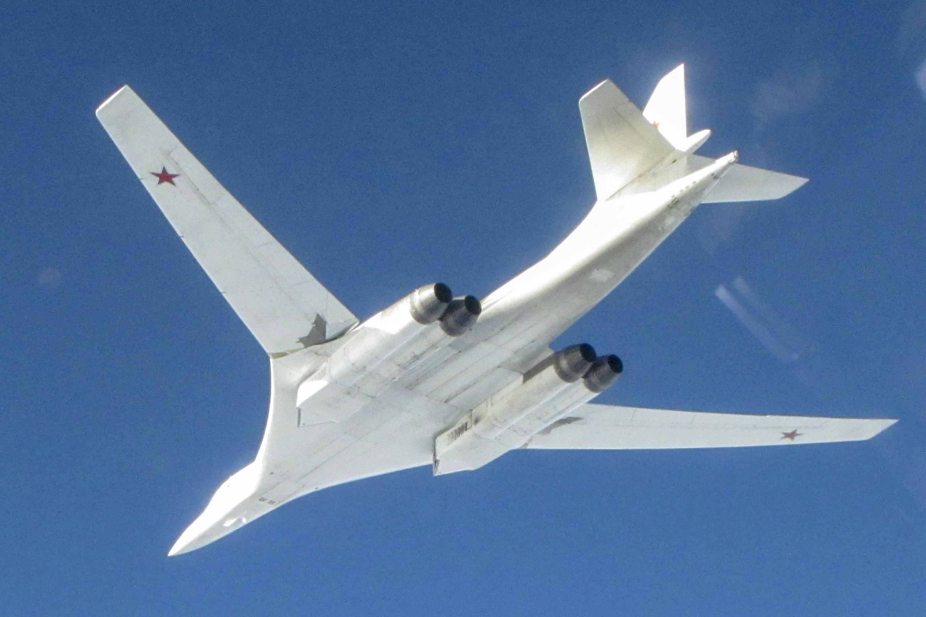 Cover Image: A Russian Tupolev Tu-160 Blackjack strategic bomber pictured by RAF aircrew (Picture: MOD).