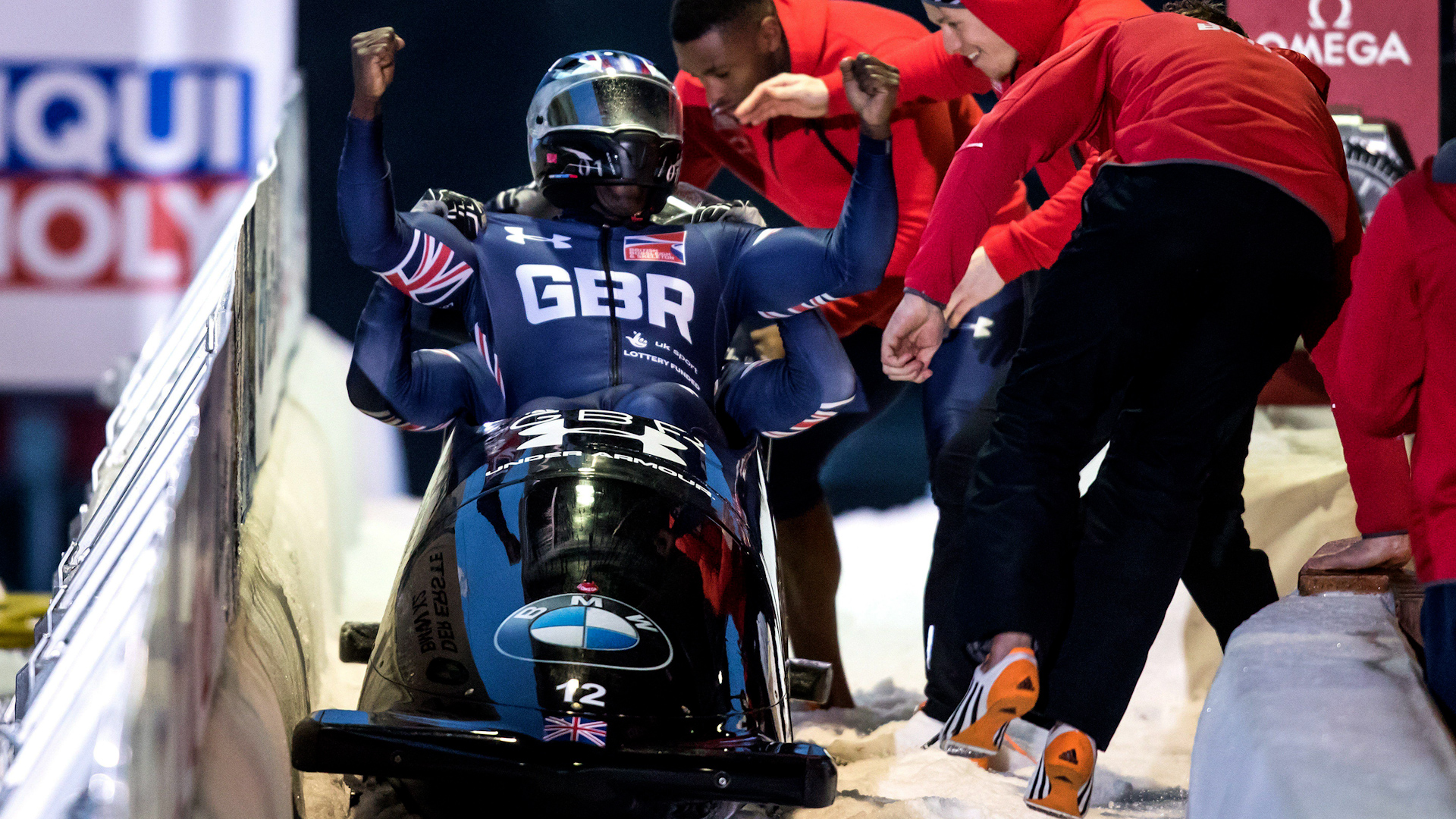 Lamin Deen celebrates a result in Whistler at the 2017 World Cup for Great Britain Credit THE CANADIAN PRESS Darryl Dyck Alamy Date 25112017.jpg