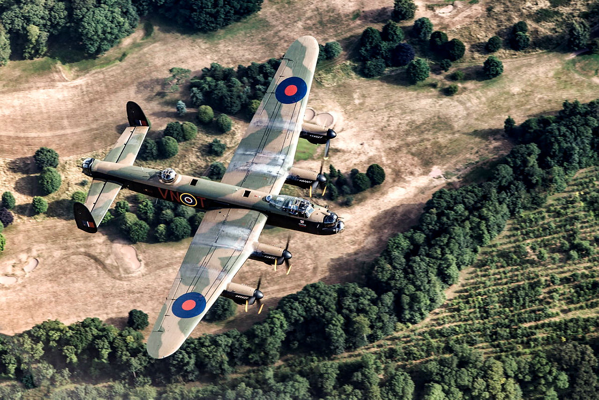 A Lancaster bomber seen from above 