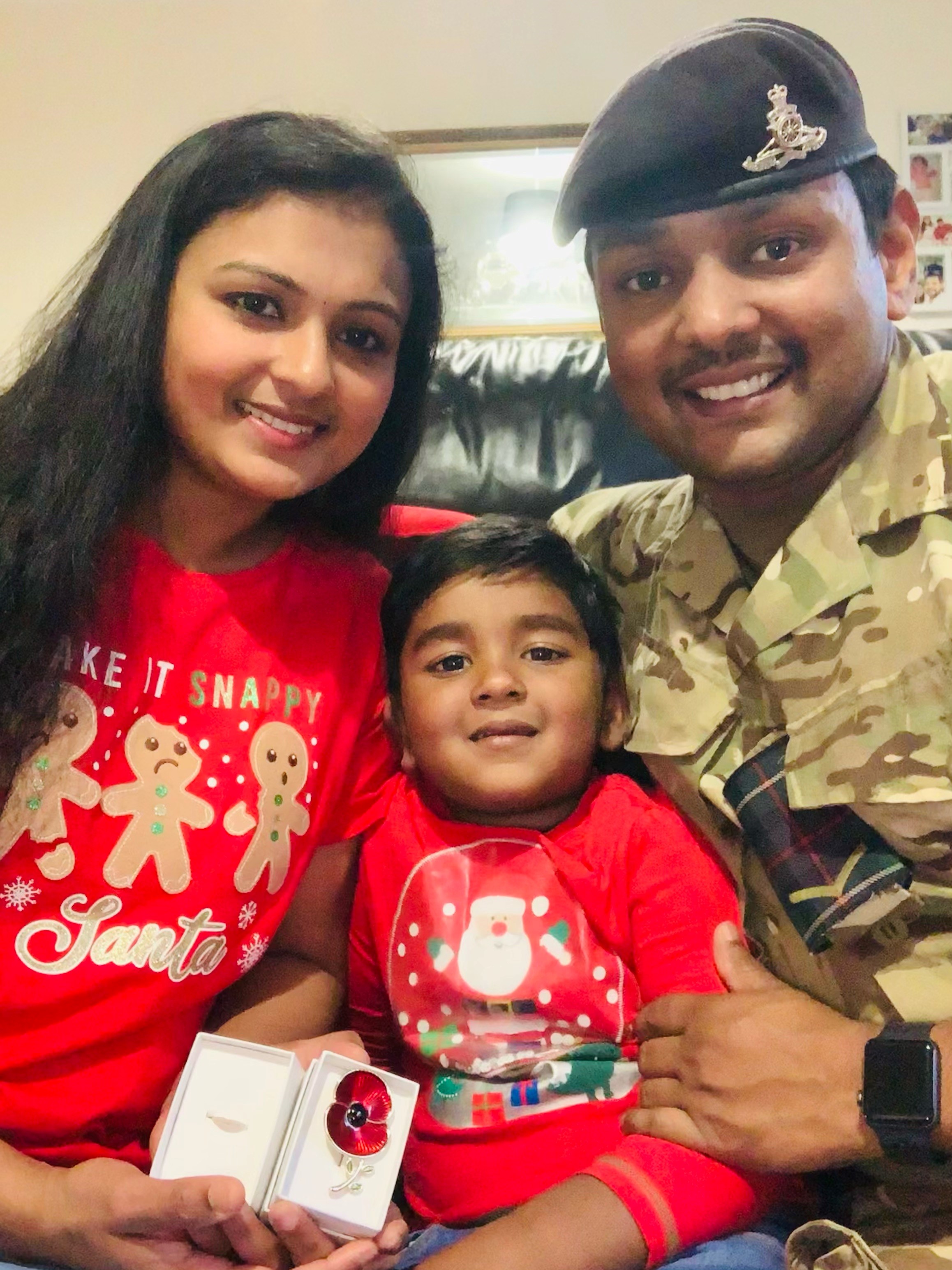 Lance Bombardier Vimal Vikram-Nair who will be separated from his wife Anchu and four-year old son Adiv on Christmas Day this year (Picture: Royal British Legion).