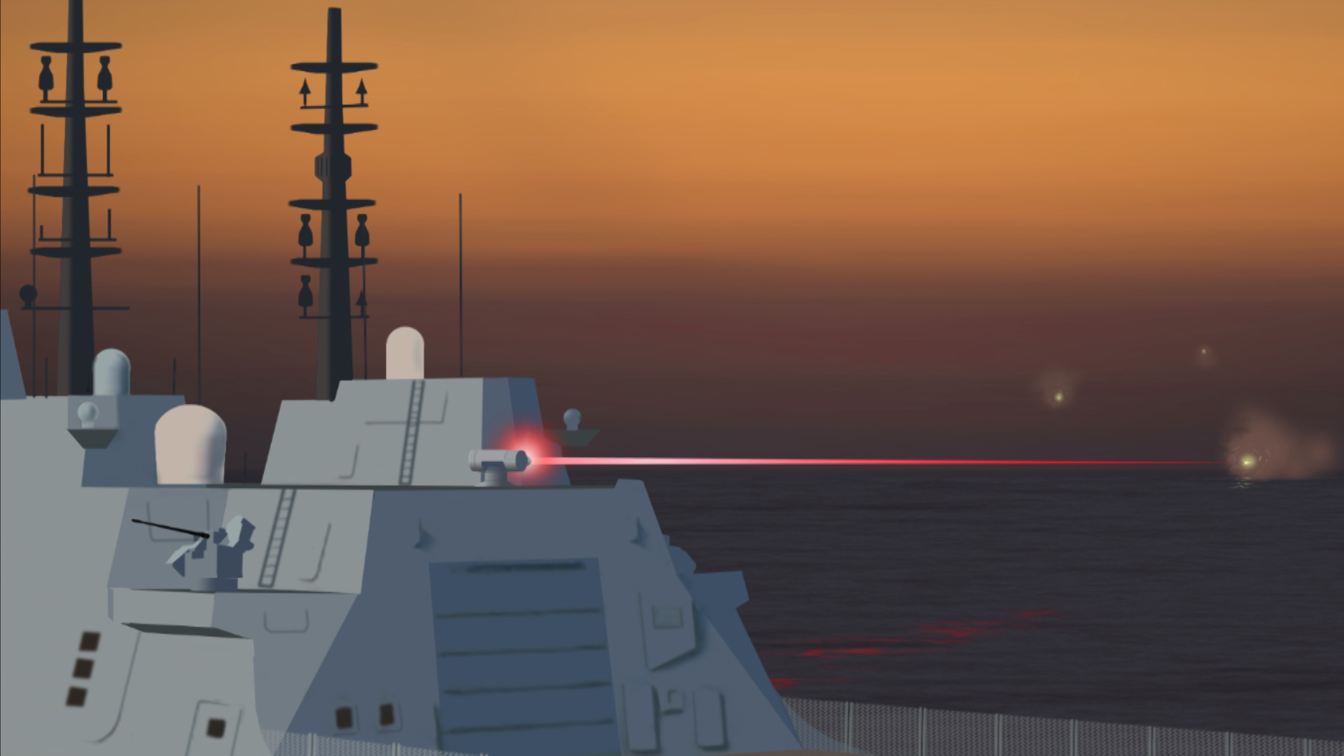 Laser weapons systems deploy high energy light beams to target and destroy enemy drones and missiles (Picture: MOD).