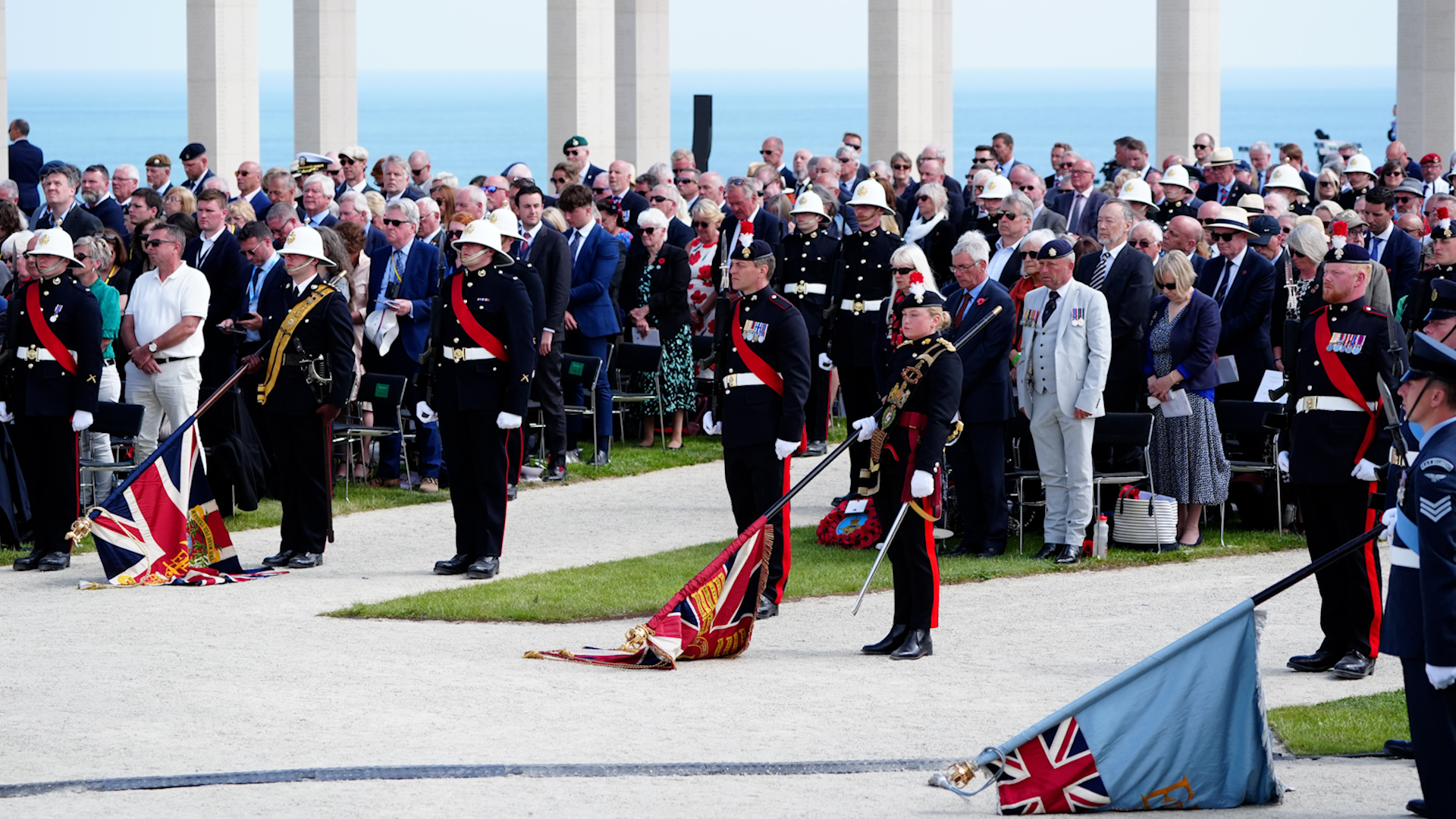 Last Post played D Day 80 British Normandy Memorial in Ver-sur-Mer 060624 CREDIT PA