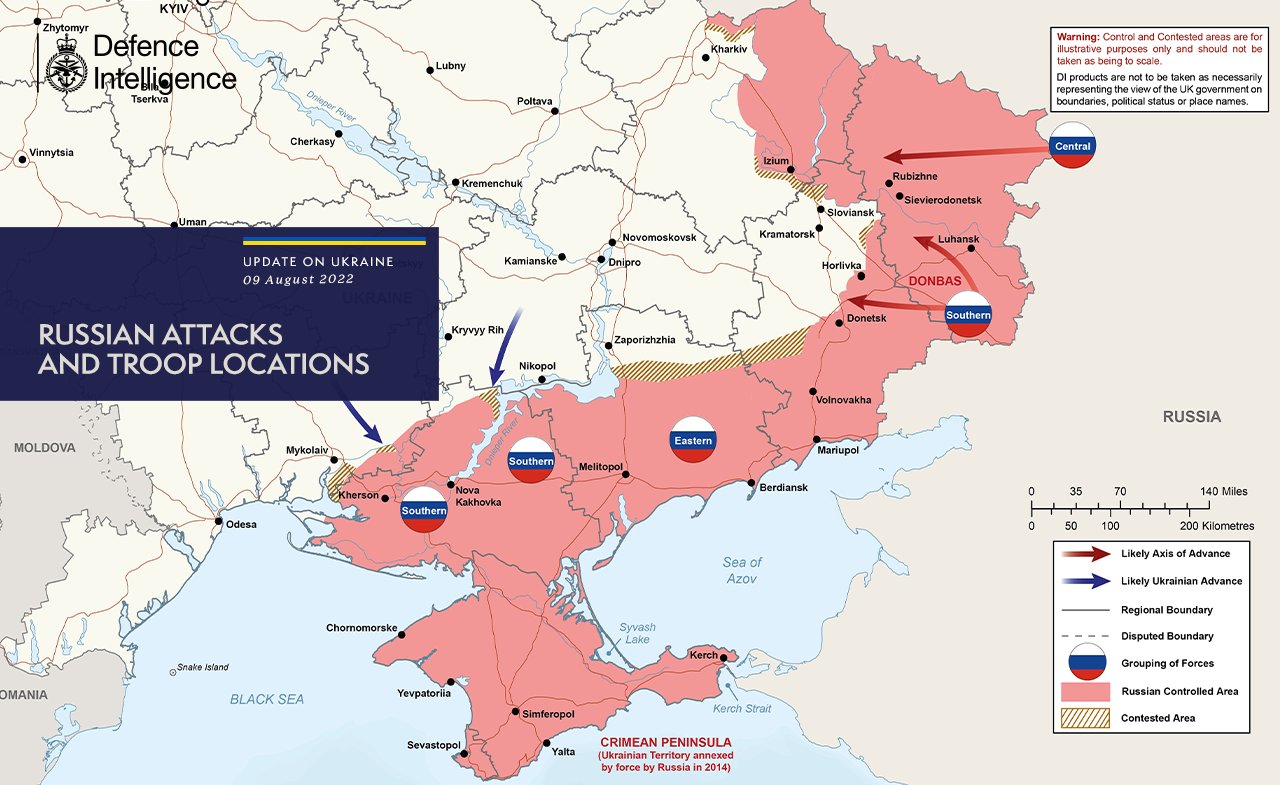 Latest MOD map of Ukraine
