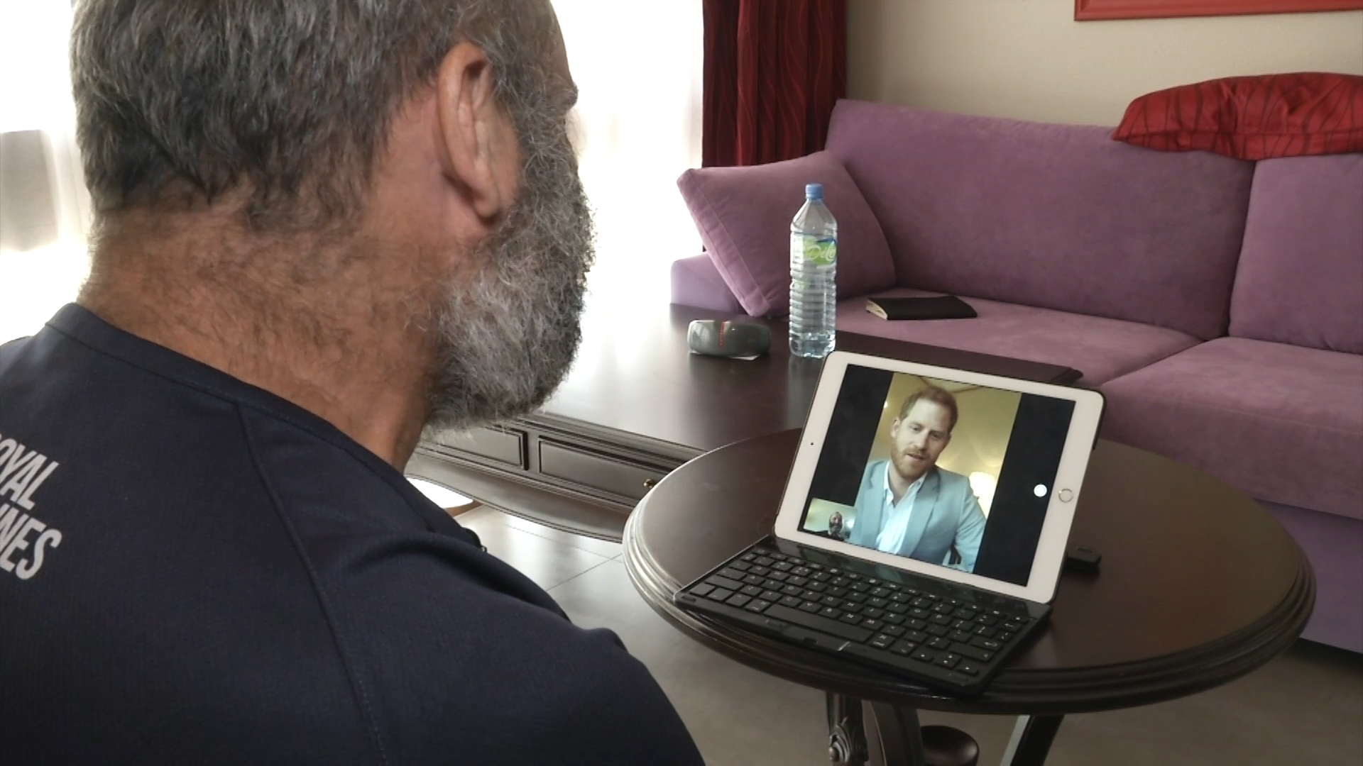 Lee Spencer during Prince Harry video call