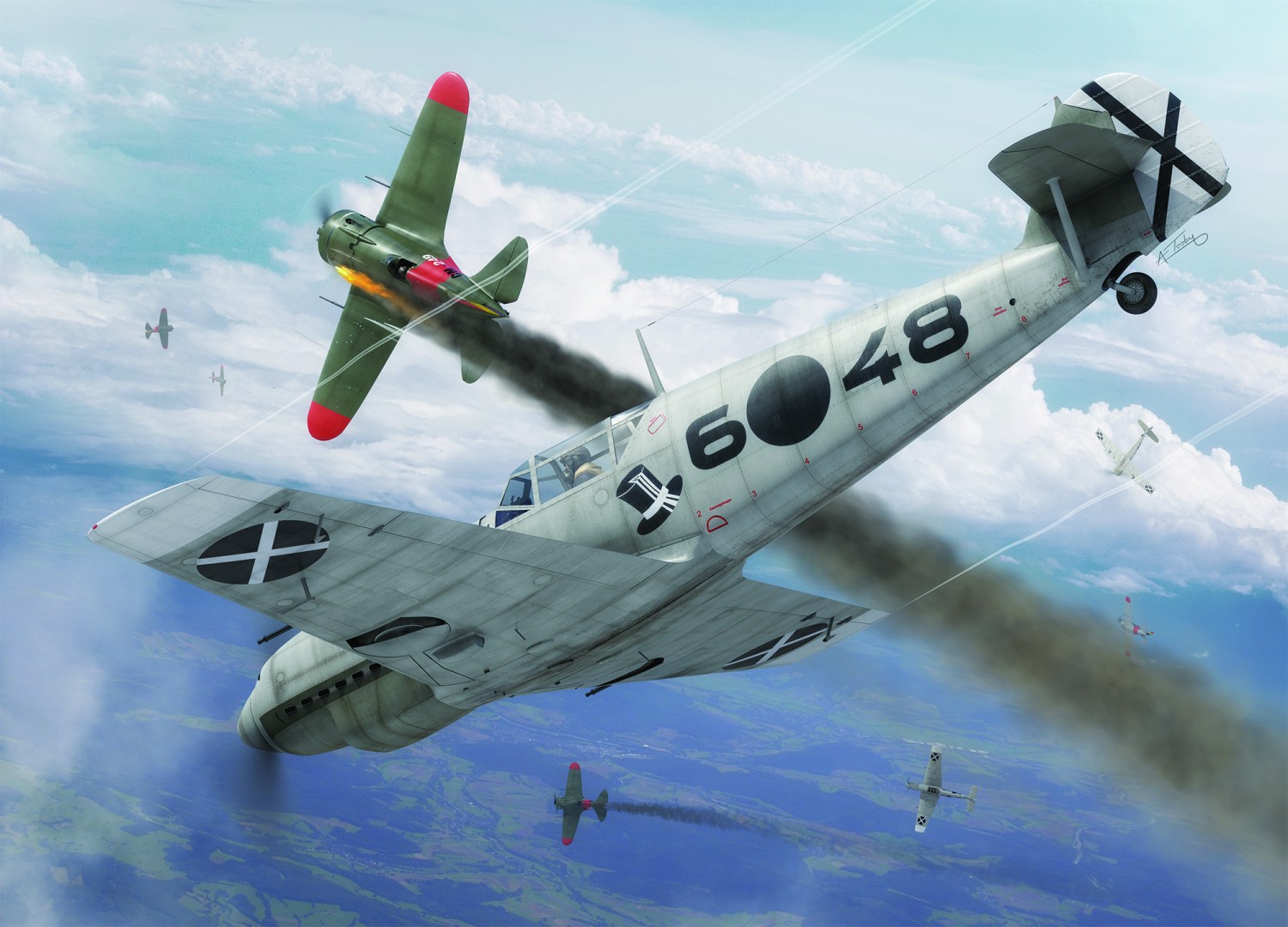 Illustration of Legion Condor fighting in Spain from Messerschmitt Bf 109 A–D series