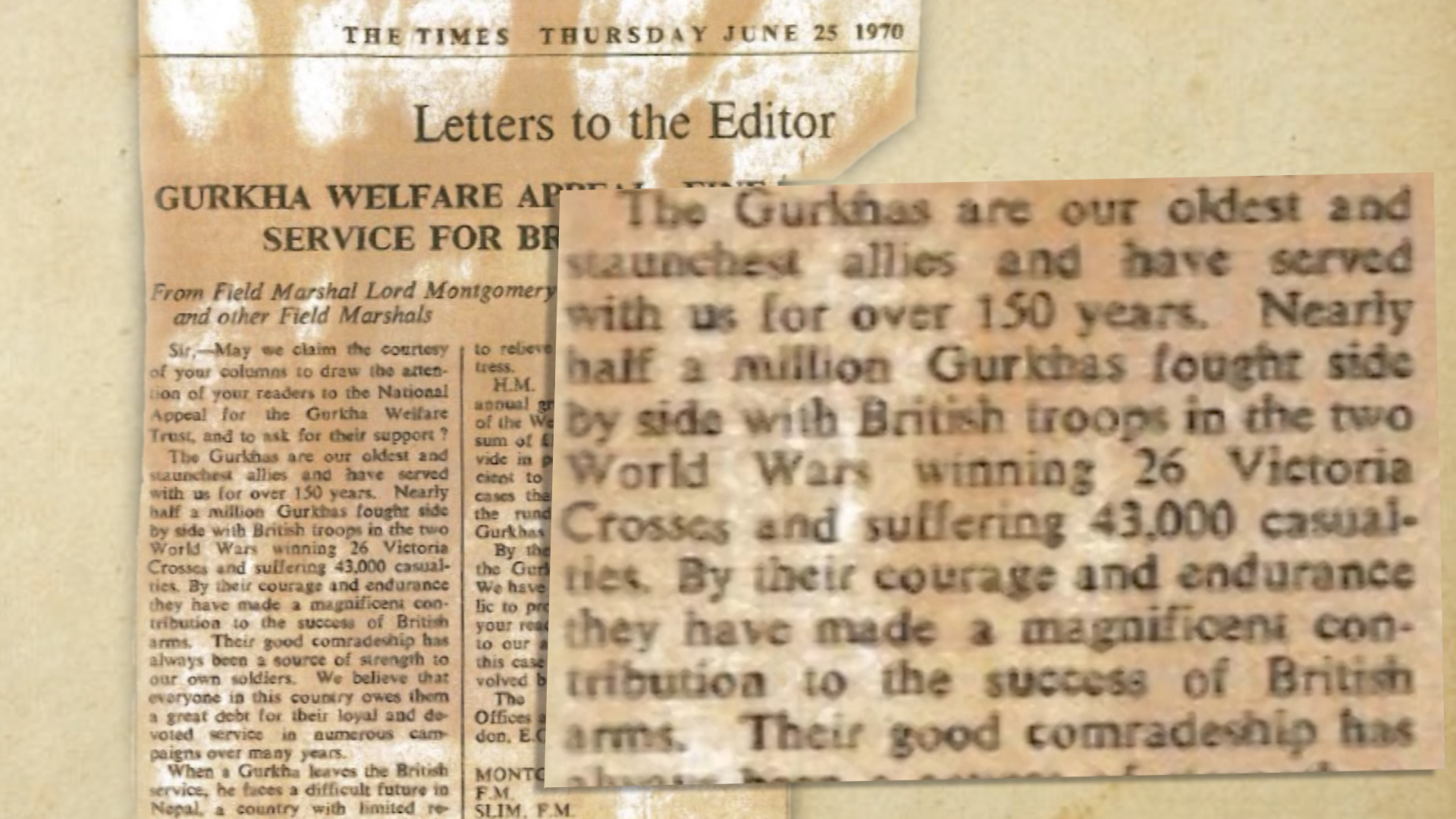 Letter Gurkhas Welfare from the Times