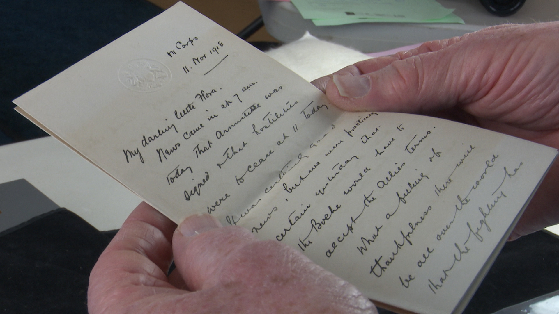 Letter written on Armistice Day 1918 140219 CREDIT BFBS_0.jpg