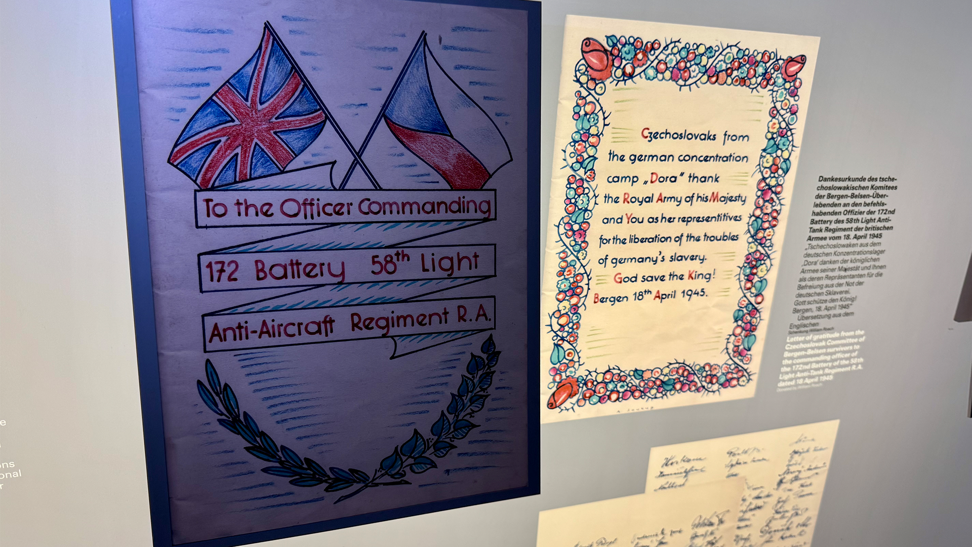 Letters of gratitude to British Troops at Bergen-Belsen