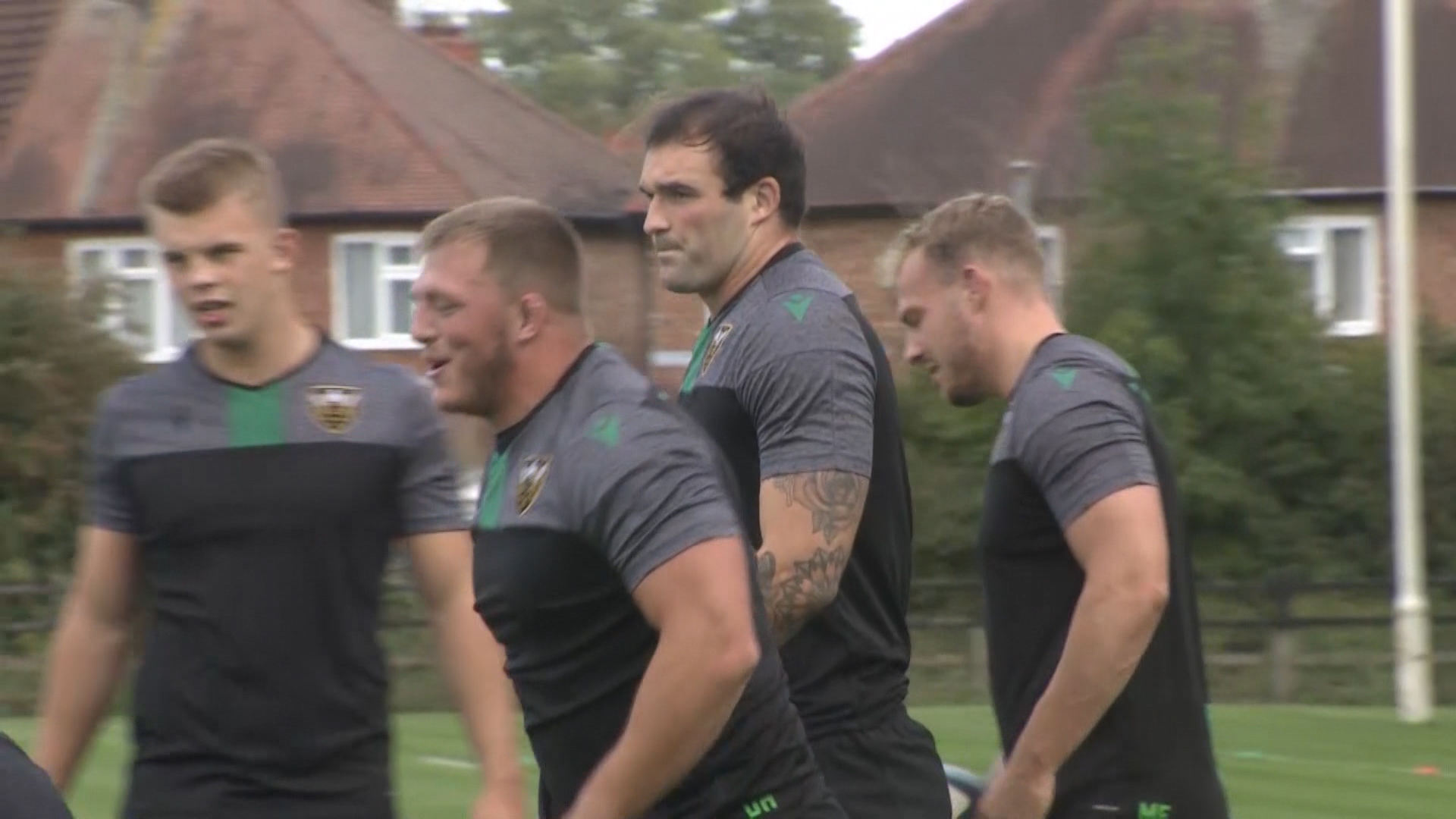 Lewis Bean trains with Northampton Saints team mates 250919 CREDIT BFBS