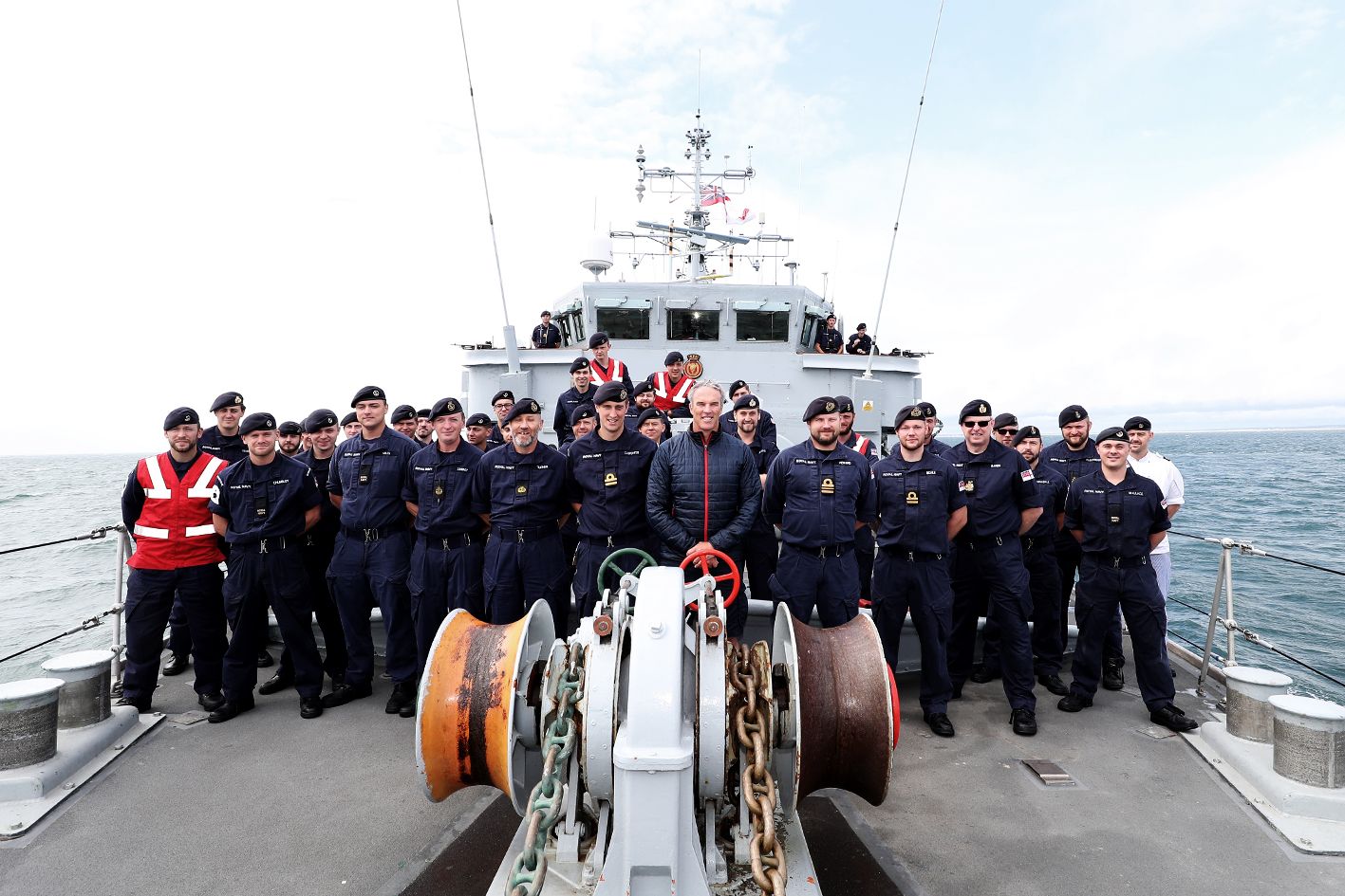  Lewis Pugh aboard HMS Hurworth  (Credit: Royal Navy)