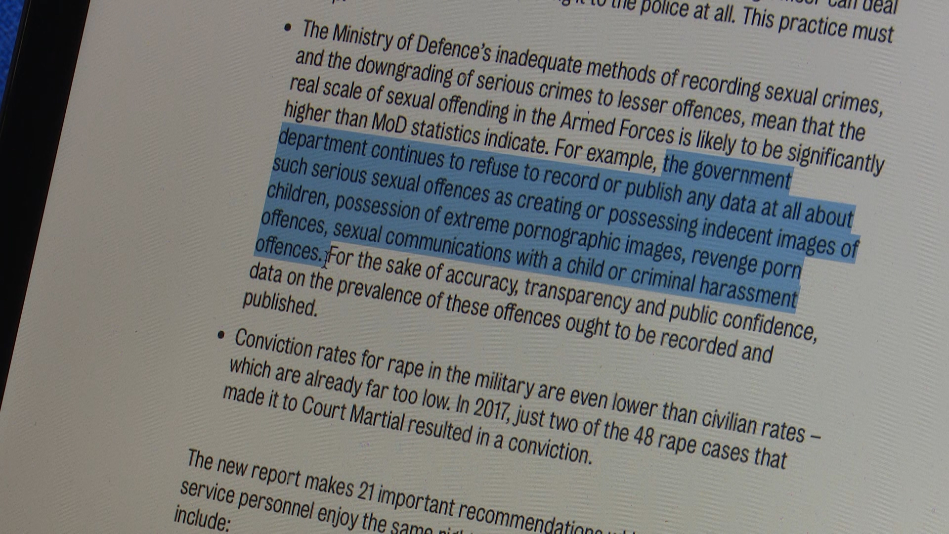 In total, Liberty's report has 21 recommendations for the military (Picture: BFBS).