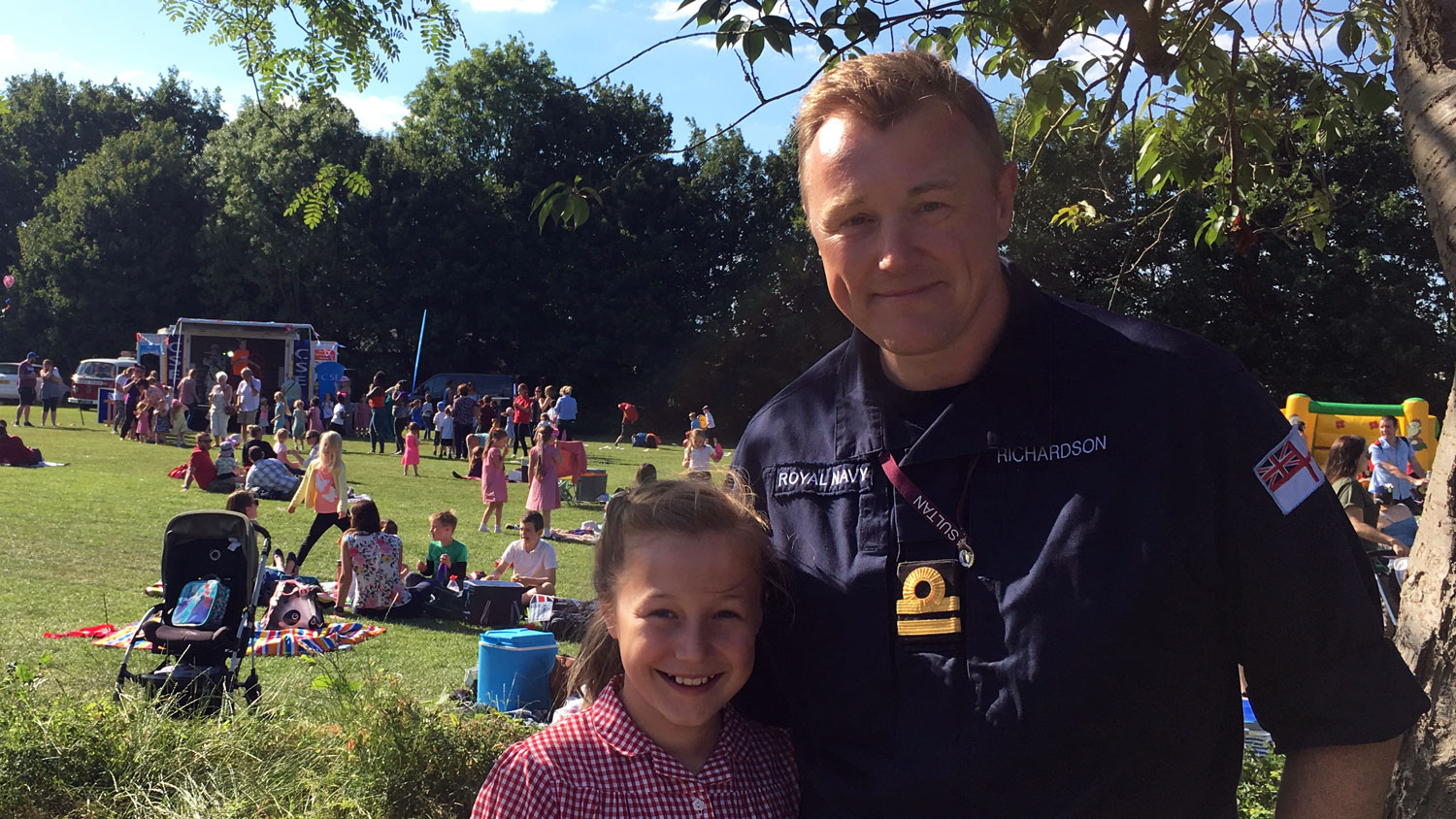 Royal Navy HMS Sultan Lieutenant Richardson and daughter Forces Live Events CSE Gosport Portsmouth