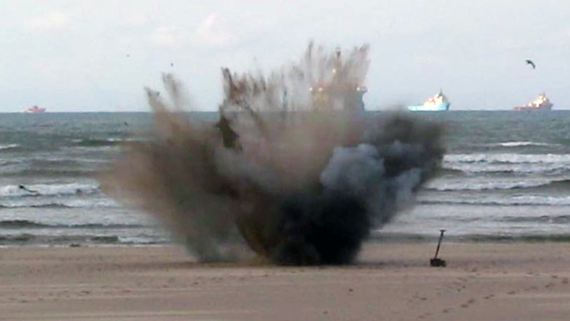 Live Shell From D-Day Rehearsals Detonated On Beach [CREDIT: Nairn Coastguard search and Rescue]