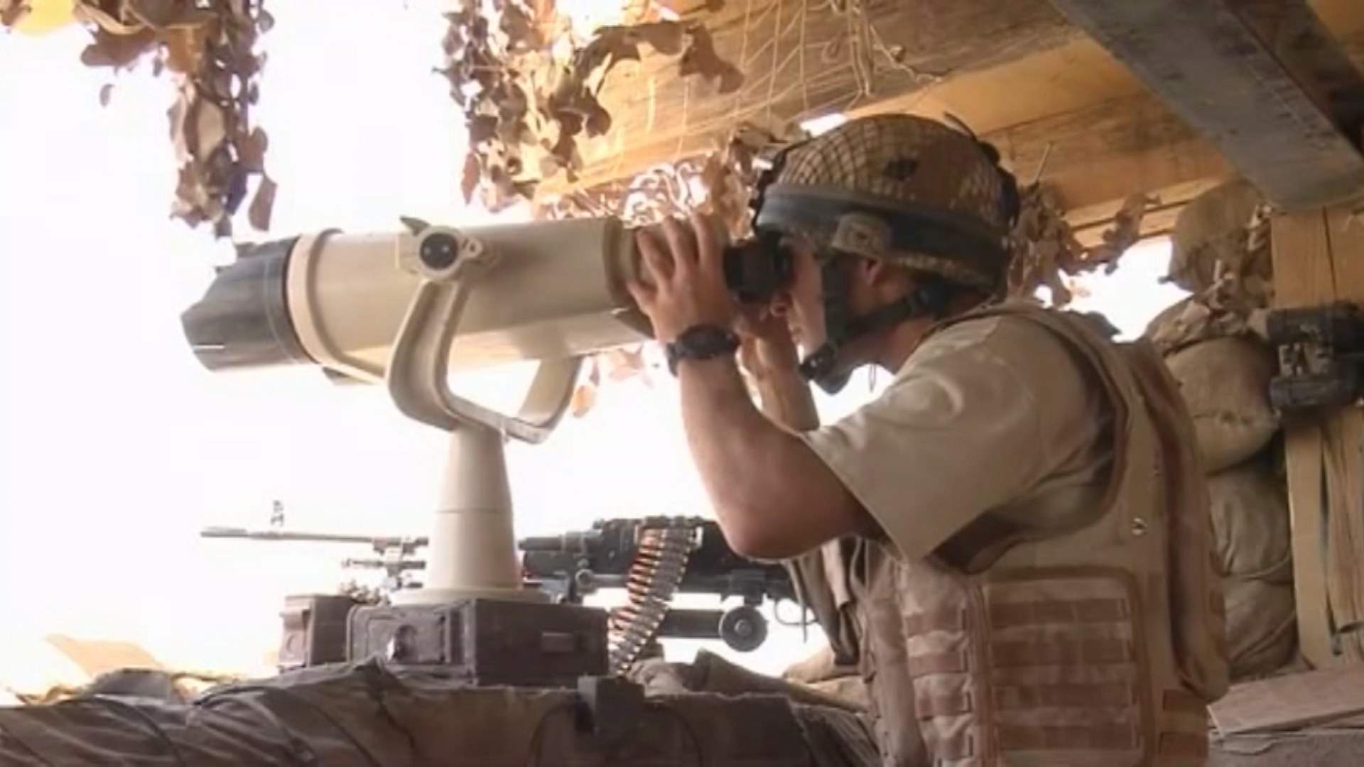 British Troops Looking Out Of Base In Afghanistan