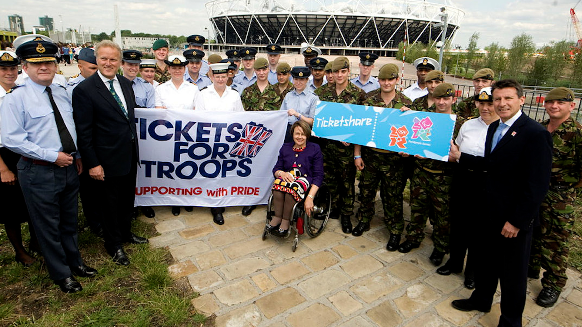Lord Sebastian Coe MP and Baroness Tanni Grey-Thompson launch tickets for troops- for Armed Forces Day 2011 CREDIT Crown Copy 14062011